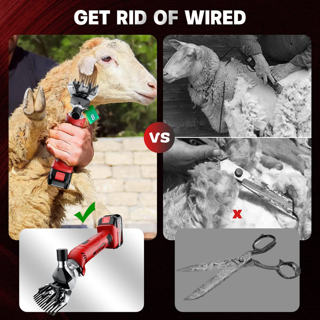 2026 Upgraded Sheep Shears 500W, Professional Electric Sheep Clippers, Farm Livestock Grooming Kit, 6 Speed Heavy Duty Electric Shears for Sheep Alpacas Goats Thick Coat Animals
