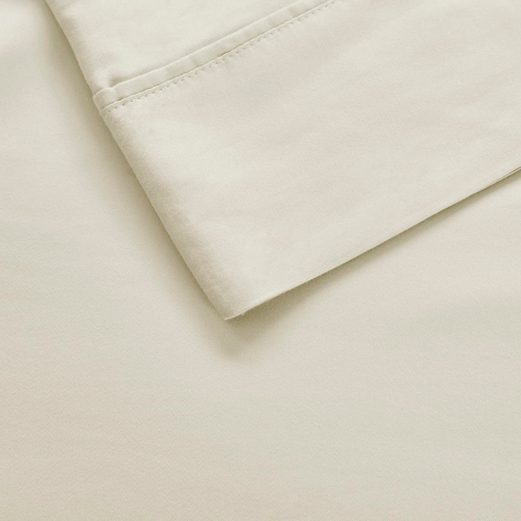 Beautyrest 1000 Thread Count, Solid Color Sheet Set, Elastic Deep Pocket, All Season, Breathable, HeiQ Smart Temperature, Soft Cotton Blend Bedding, Matching Pillowcase, King Ivory 4 Piece