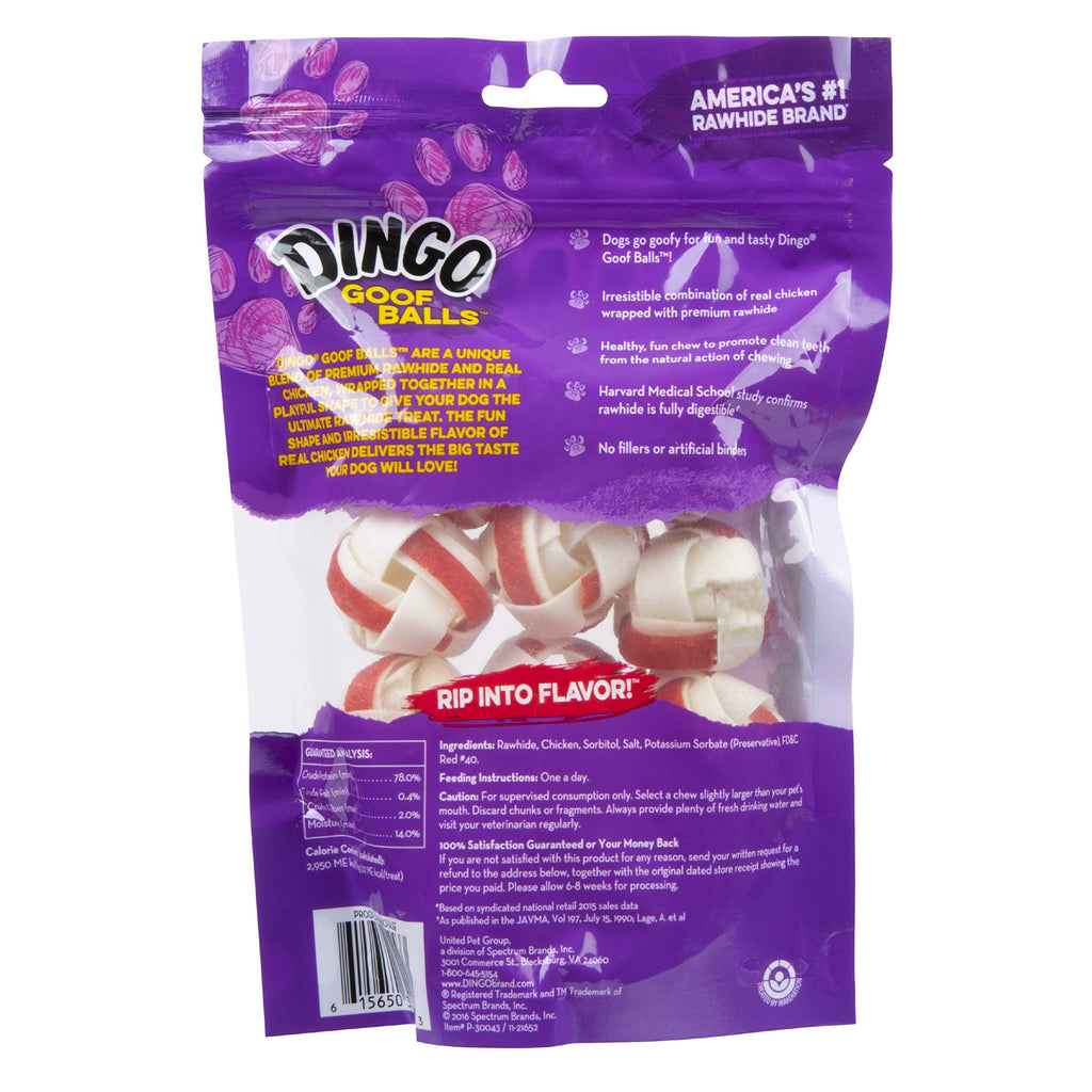 Dingo Goofballs for Dogs, Rawhide Chews Made with Real Chicken for Small Breeds 18-Count