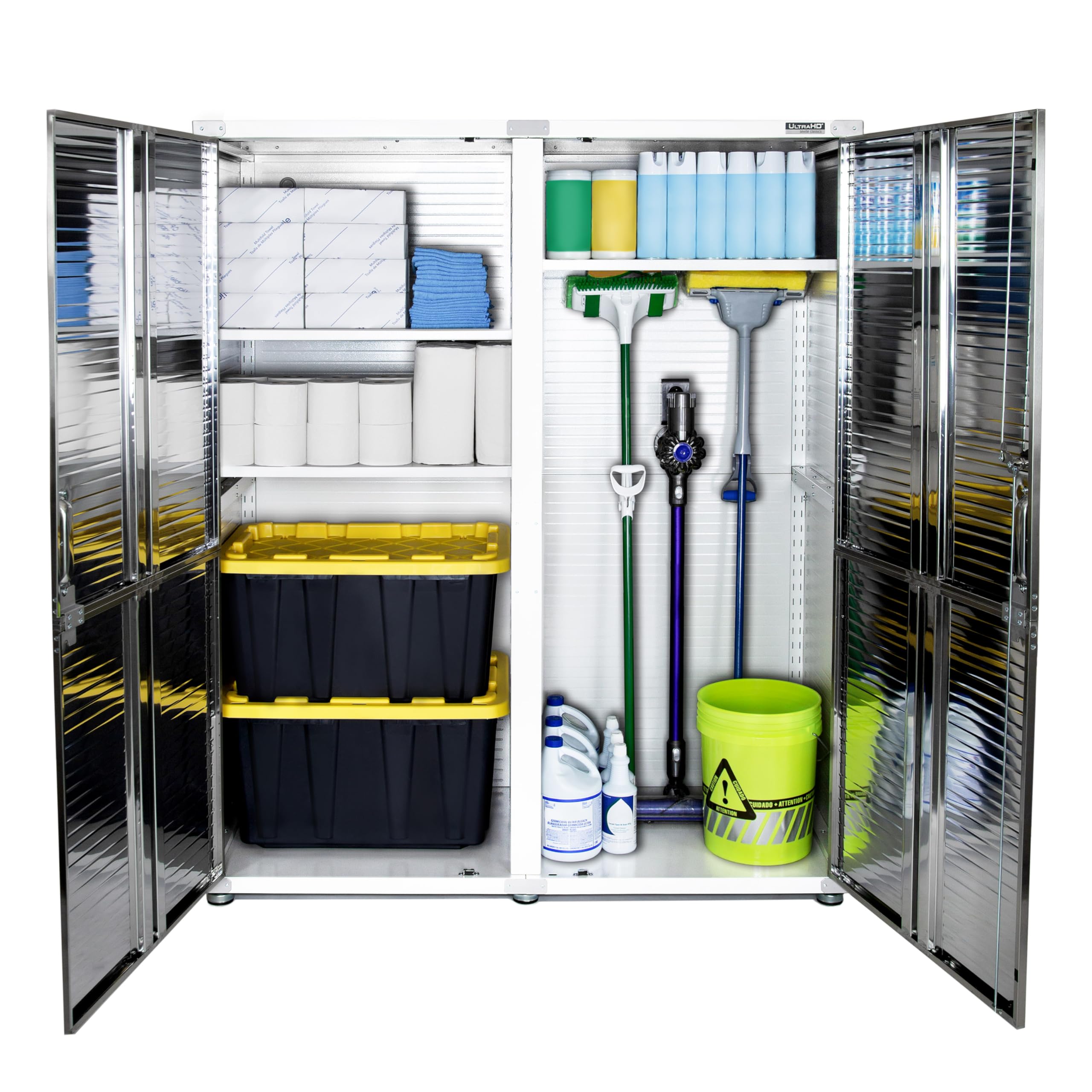 Seville Classics UltraHD Solid Steel Lockable Metal Storage Cabinet Locker Organizer, w/Adjustable Shelves for Garage, Warehouse, Office, Classroom, Granite, 30" W x 18" D x 72" H