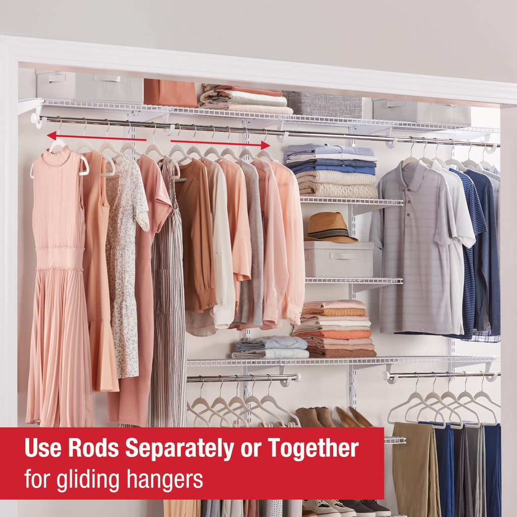 Rubbermaid Configurations Deluxe Custom Closet Kit, 3-6 Ft. Adjustable Metal Wire Shelving, Titanium Finish, Expandable Organization System, Hardware Included, for Home Closet/Pantry/Laundry/Mudroom