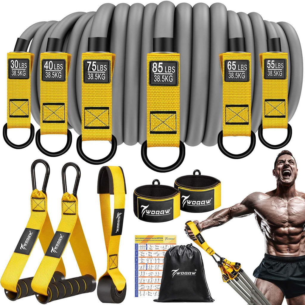 WOQQW Heavy Resistance Bands for Working Out, 350lbs/450lbs Exercise Bands with Handles, Workout Bands Set for Men, Fitness Weight Bands for Muscle Strength Training,Stretching,Slim,Home Gym Equipment