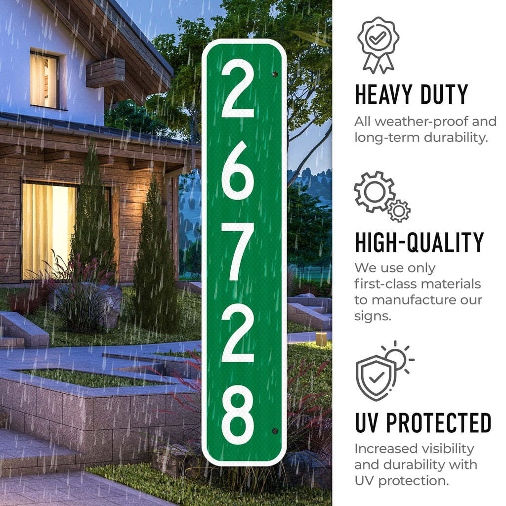 911 Address Number Sign, Custom Emergency Reflective Mailbox Sign, Visible Day & Night, Ideal for Driveway, Multi Unit Buildings and House, 6x12 Inches, 3M EGP Reflective .040 Aluminum, Fade Resistant,