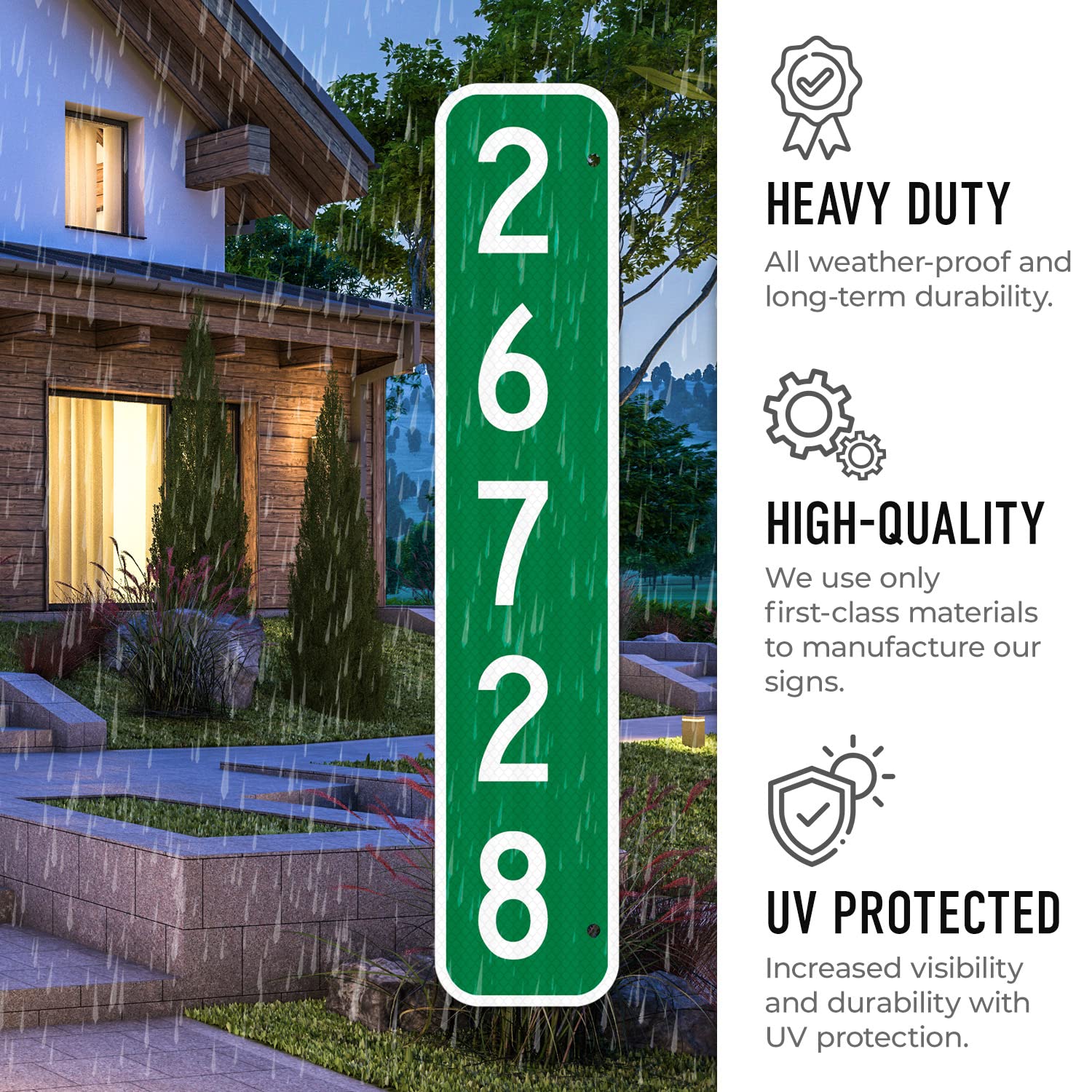 911 Address Number Sign, Custom Emergency Reflective Mailbox Sign, Visible Day & Night, Ideal for Driveway, Multi Unit Buildings and House, 6x12 Inches, 3M EGP Reflective .040 Aluminum, Fade Resistant,