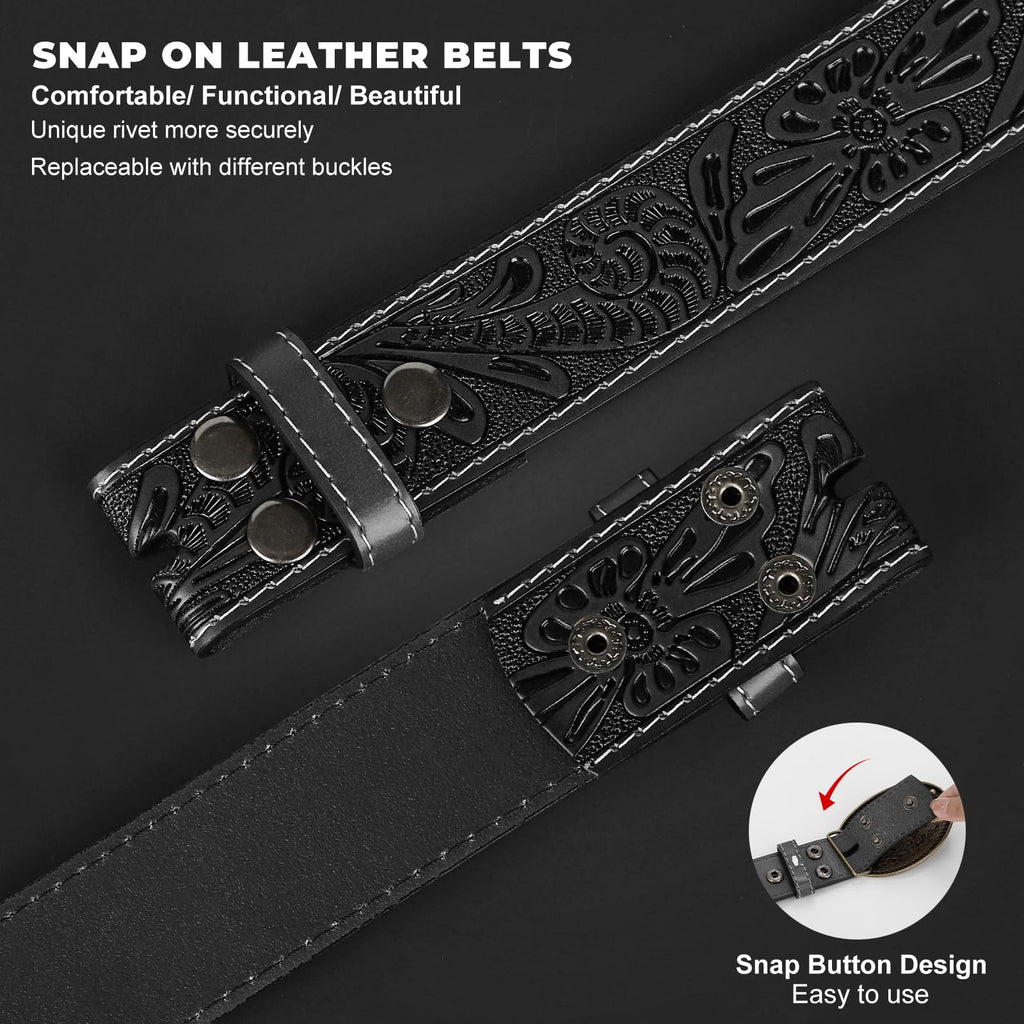 BELTROAD Western Leather Belt Strap for Men Women Cowboy Cowgirl Leather Mens Belts for Jeans Birthday Christmas Belt Gifts