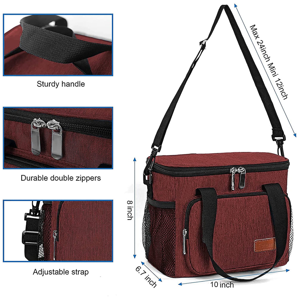 Femuar Lunch Bags for Women/Men, Insulated Lunch Bag for Work Office Picnic - Large Lunch Cooler Bag Leakproof Lunch Box with Adjustable Shoulder Strap for Adults - Grey (15L)