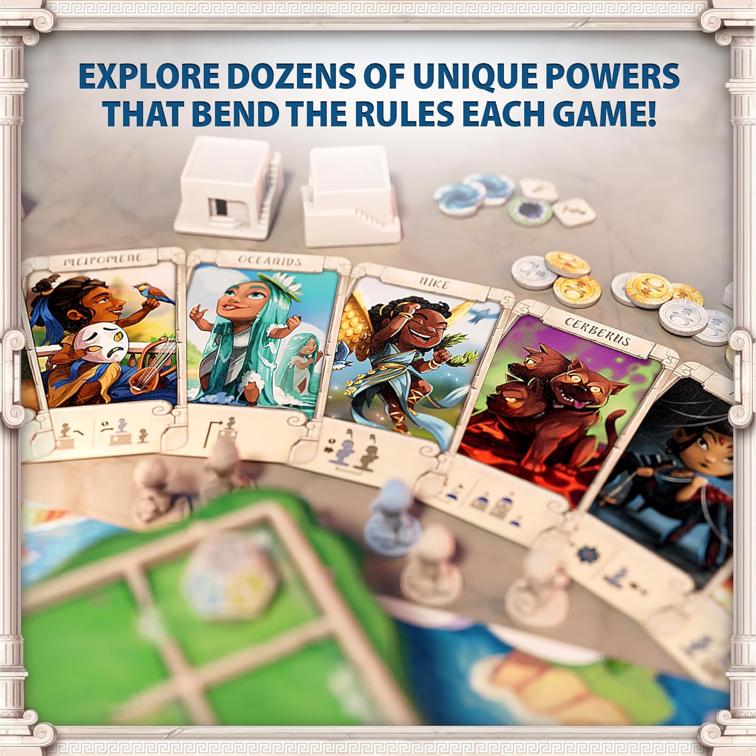 Santorini: Second Edition Board Game – 2–4 Player Greek Strategy Game with 3D Towers & God Powers