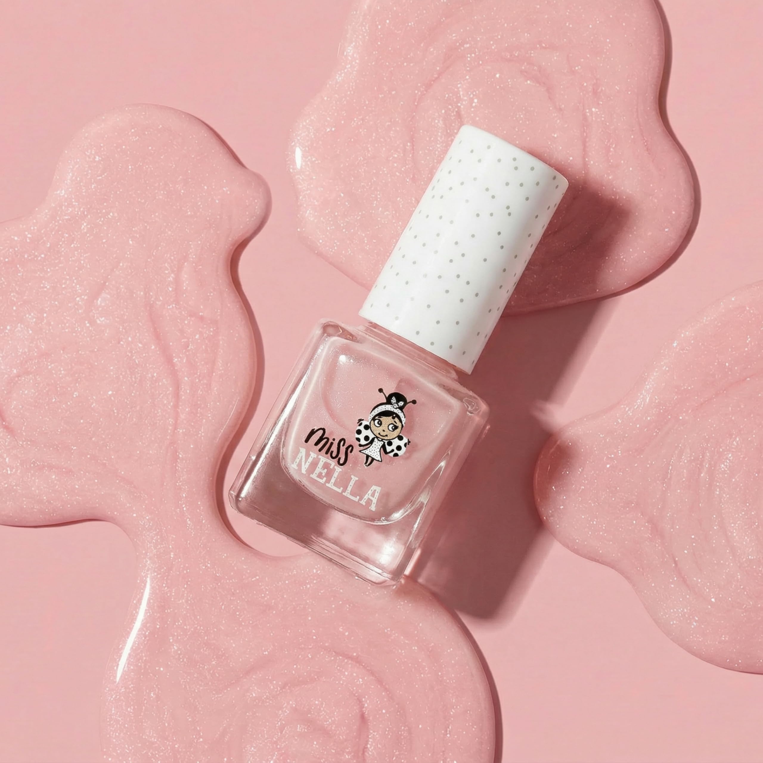 MISS NELLA ABRACADABRA – Safe Special sparkly pink Nail Polish for Kids, Non-Toxic & Odor Free Formula for Children and Toddlers, Natural Water Based for Easy Peel Off (Abracadabra)