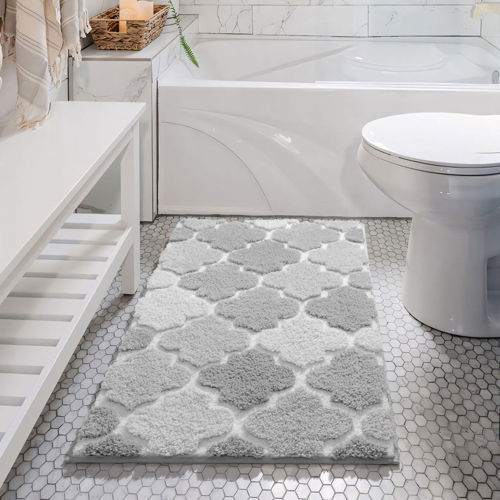 DEXDE Bathroom Rugs Runner 24x47 Long Bath Rug Non Slip Soft Washable Large Bath Mats for Bathroom Bedroom Hallway Kitchen Floor Carpet Modern Boho Decor, Beige