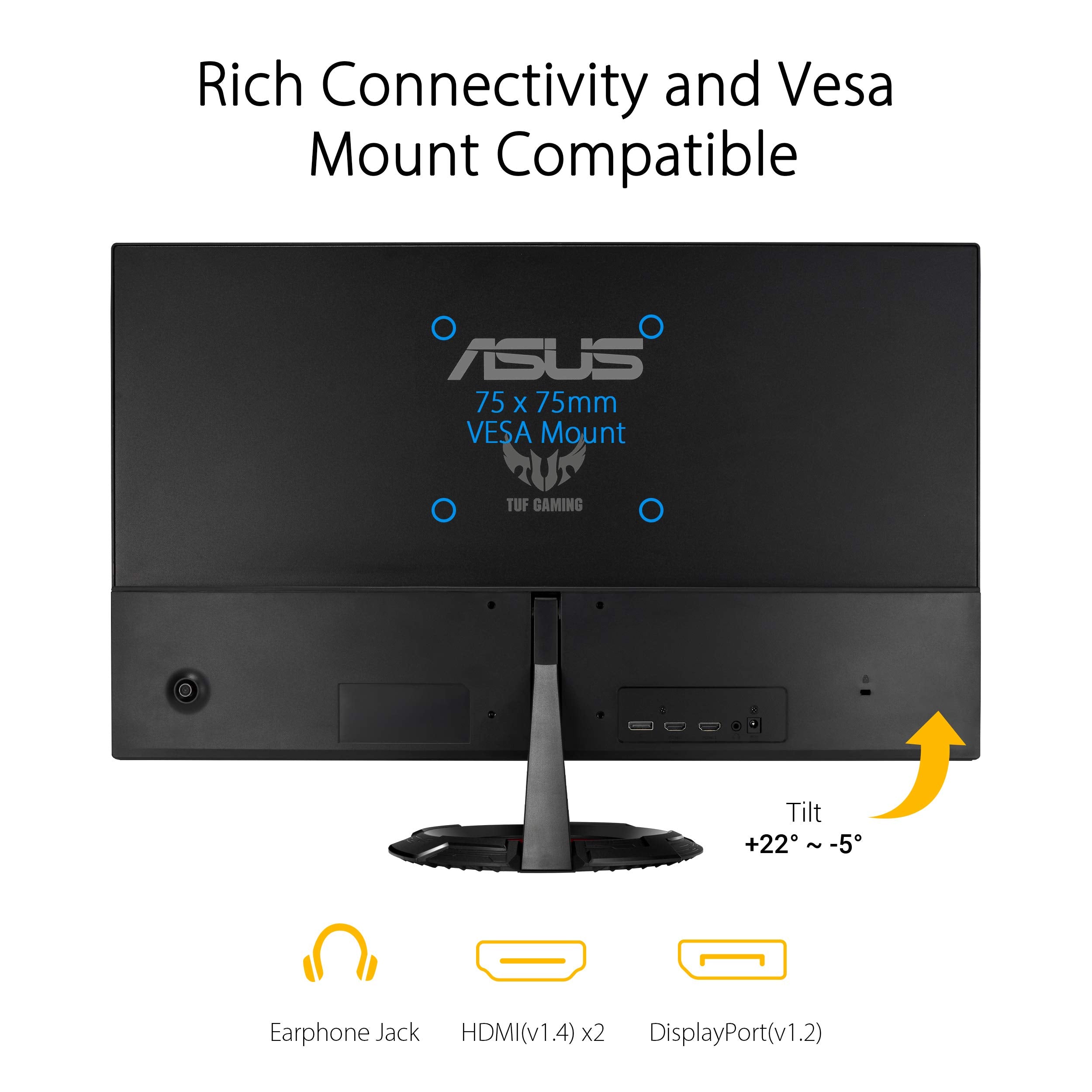 ASUS TUF Gaming 24” (23.8” viewable) 1080P Monitor (VG249QE5A) - FHD, 144Hz Overclock to 146Hz, IPS, Extreme Low Motion Blur Sync, 1ms, Speakers, Variable Overdrive, DisplayWidget Center, 3yr Warranty