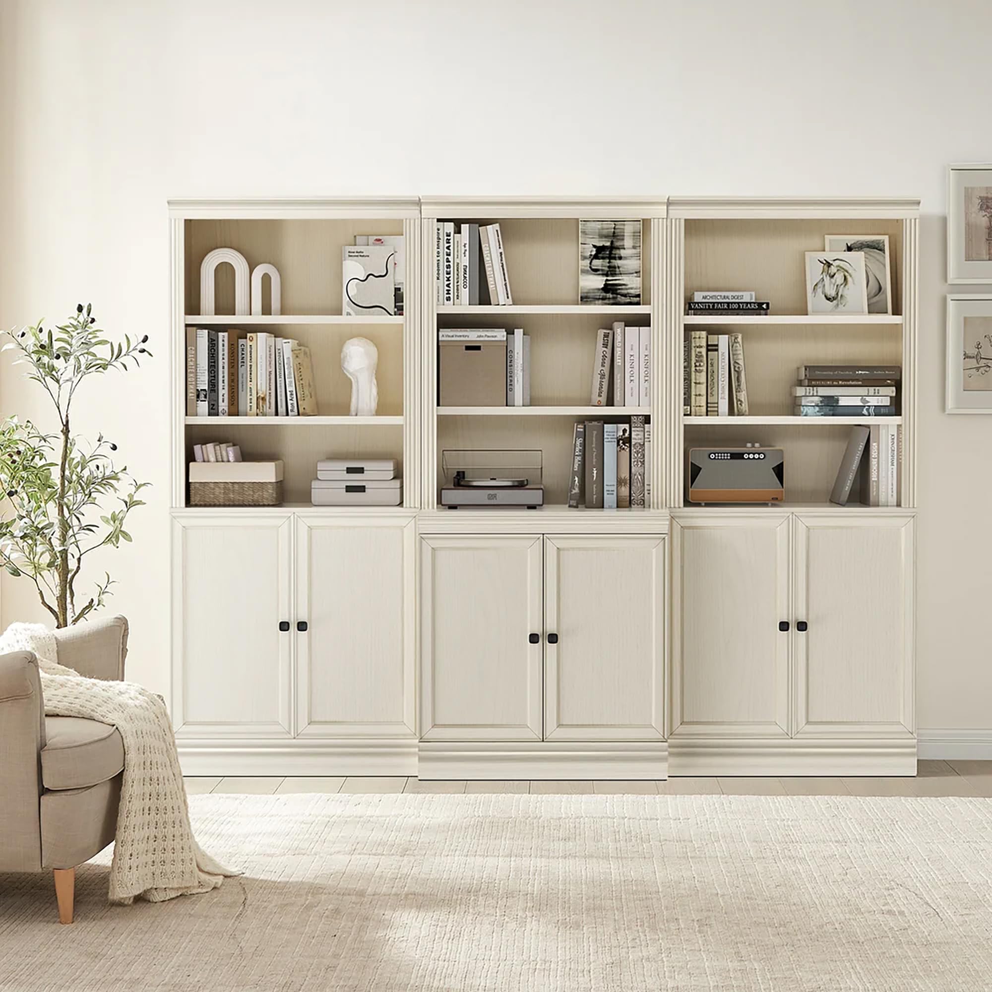 JAHRSTIM Halston Bookshelf, 5-Tier Tall Deep Storage Shelf, Adjustable Open Shelving Unit Closet Organizer and Storage for Living Room Home Office Bedroom, Modular Deep Bookcase Bookshelves