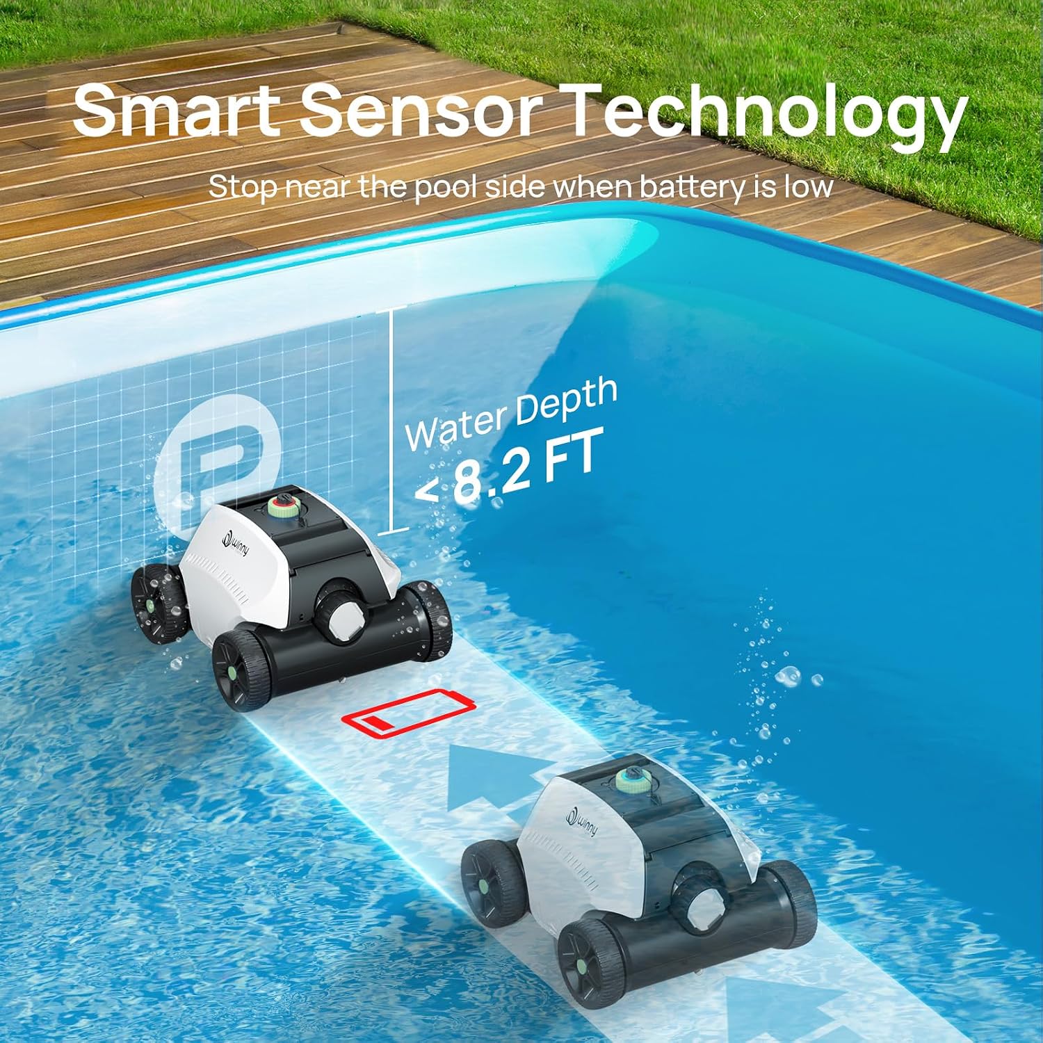 (2026 Upgraded) Robotic Pool Vacuum for Above Ground Pool - 6600mAh for 130mins Runtime & 50W Powerful Suction, Self-Parking Pool Cleaner with 180μm Filter Tray Up to 1300 Sq. Ft (White&Green)