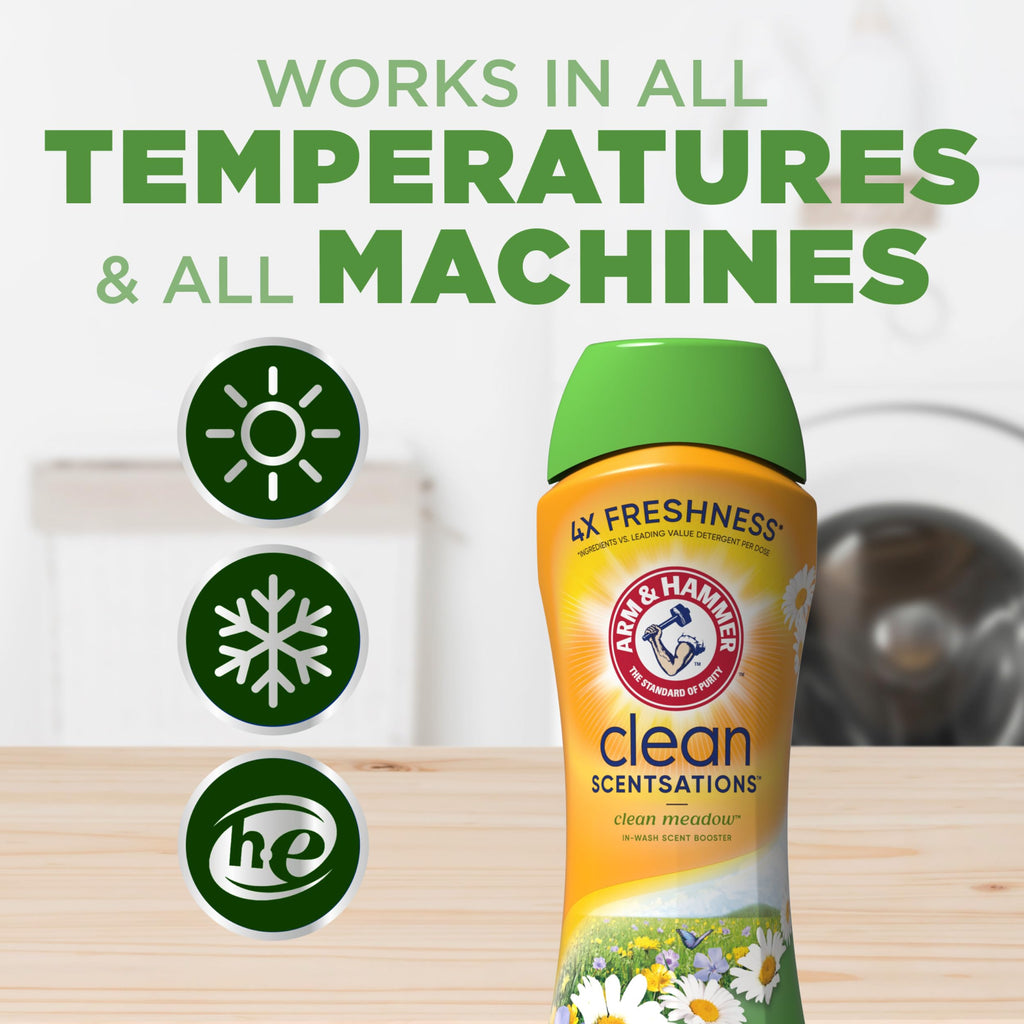 ARM & HAMMER Clean Scentsations In-Wash Scent Booster, Laundry Scent Booster Clean Meadow scent, 24 Oz