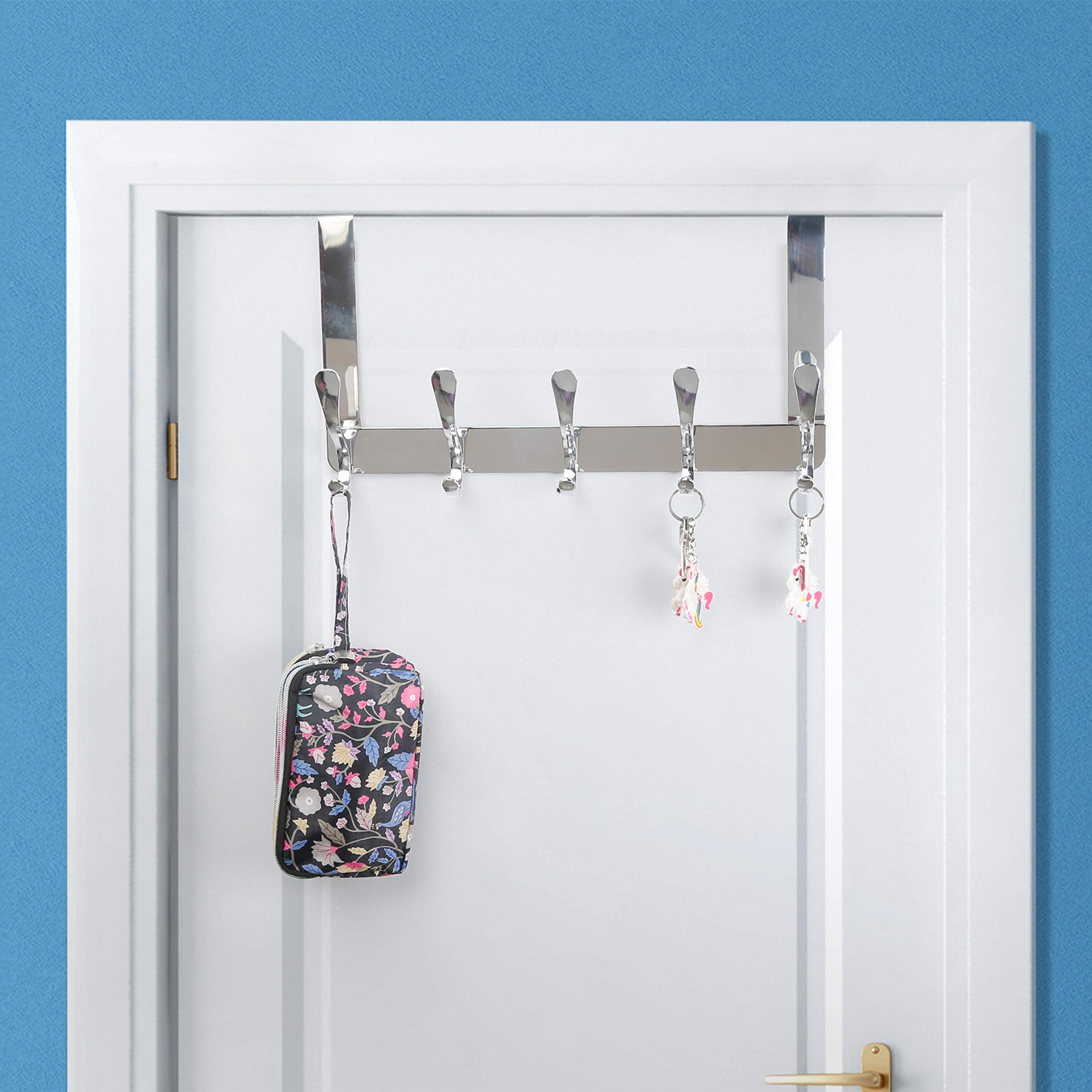 SKOLOO Over The Door Hook, Door Hanger Hooks for Hanging Clothes, Towels, Coats, Hats, Over The Door Towel Hook - Black, Assembly Required