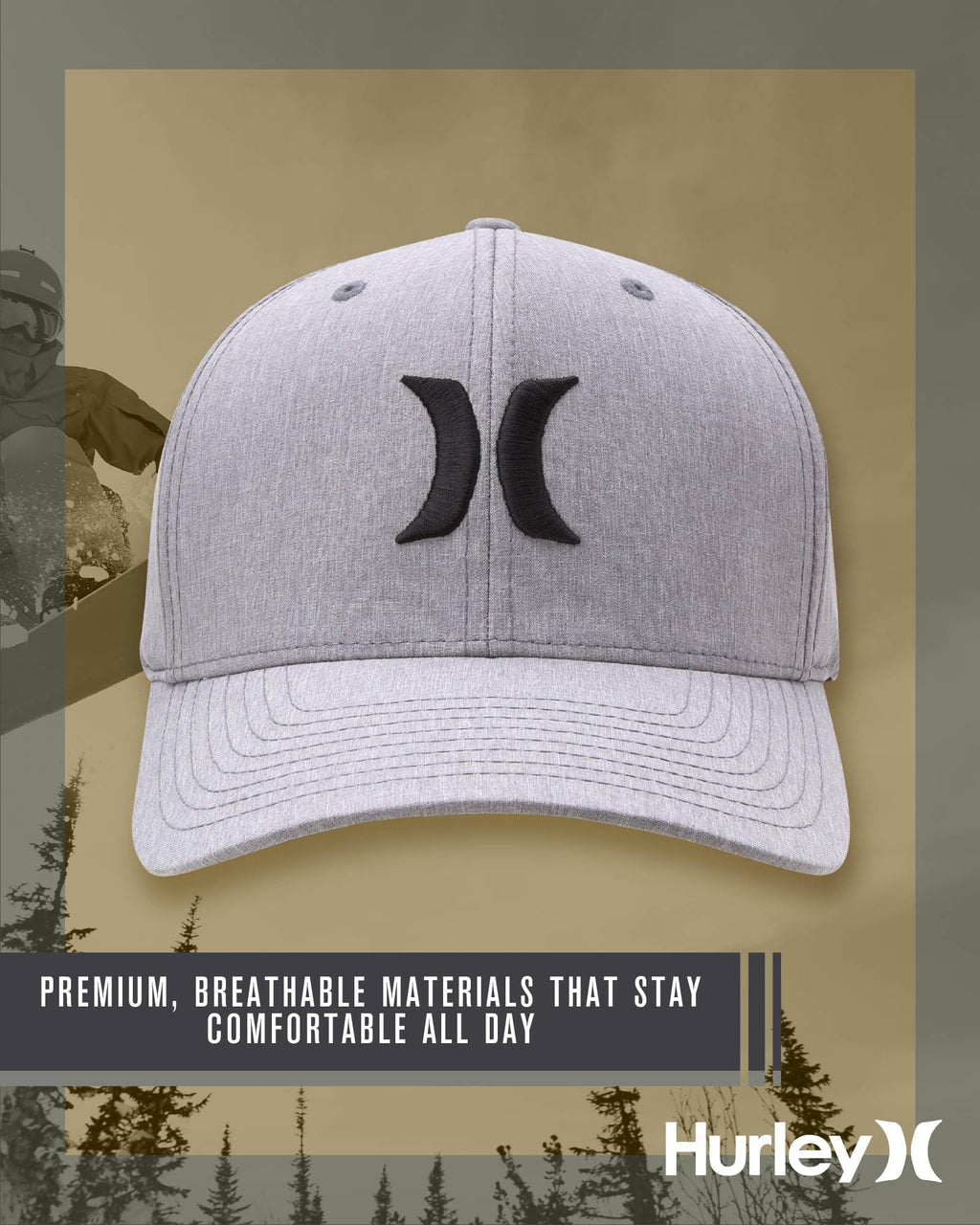Hurley Men's Caps - One & Only Flexfit Baseball Cap - Fitted Hats for Men (S-XL)