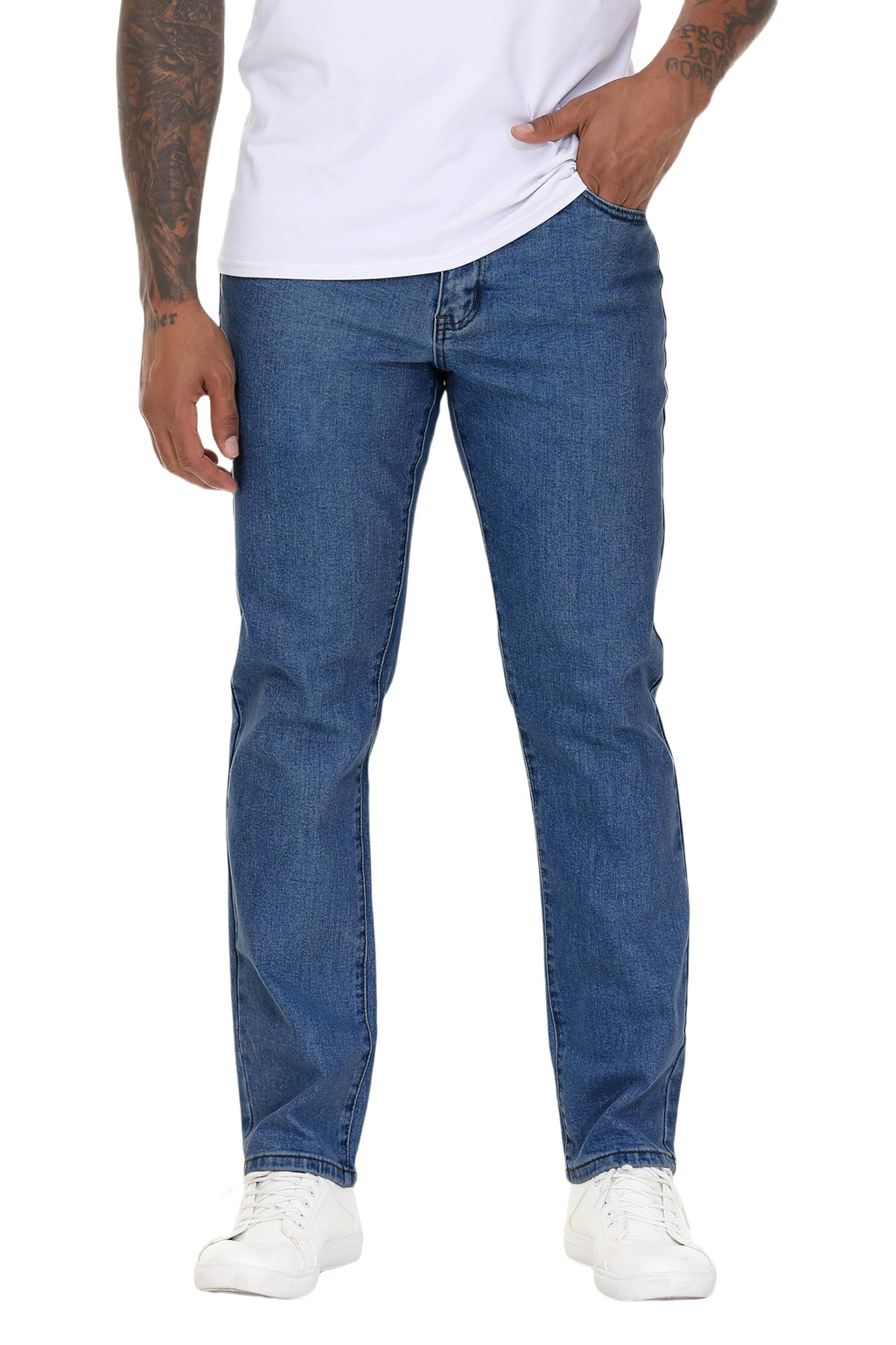 MZNBURAM Men's Stretch Regular Fit Straight-Leg Cotton Fashion Comfort Flex Waist Denim Pants Jeans