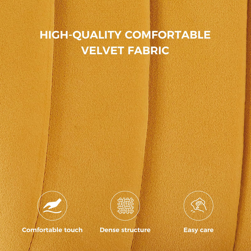 HULALA HOME Velvet Dining Chairs, Modern Small Armless Accent Chair with Gold Metal Legs, Living Room Upholstered Cute Side Chair, Elegant Tufted Back Vanity Chair for Bedroom, Auburn