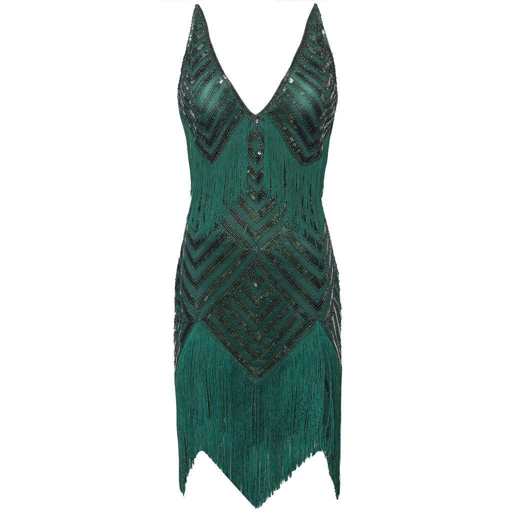 BABEYOND Women's 1920s Flapper Dress V Neck Slip Dress Roaring 20s Great Gatsby Dress for Party