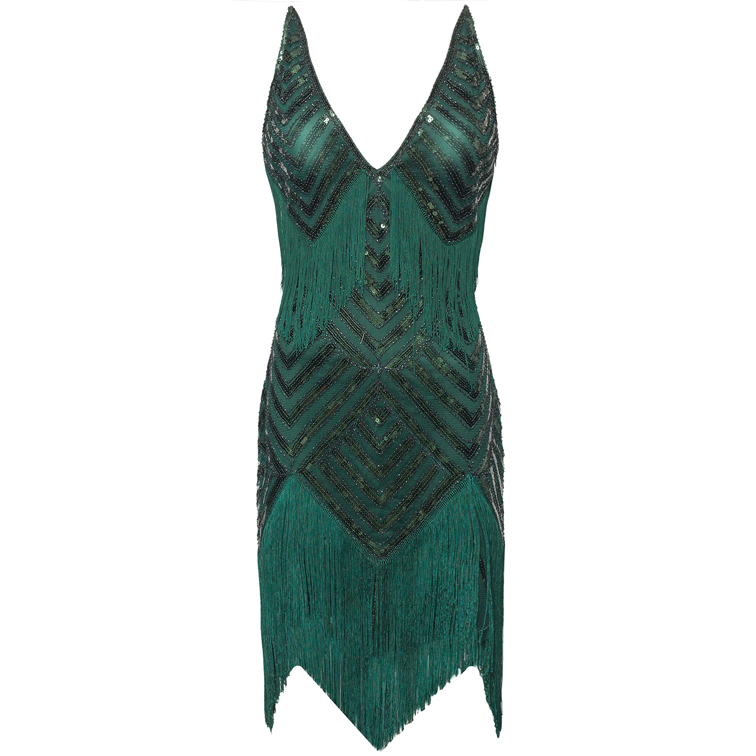 BABEYOND Women's 1920s Flapper Dress V Neck Slip Dress Roaring 20s Great Gatsby Dress for Party