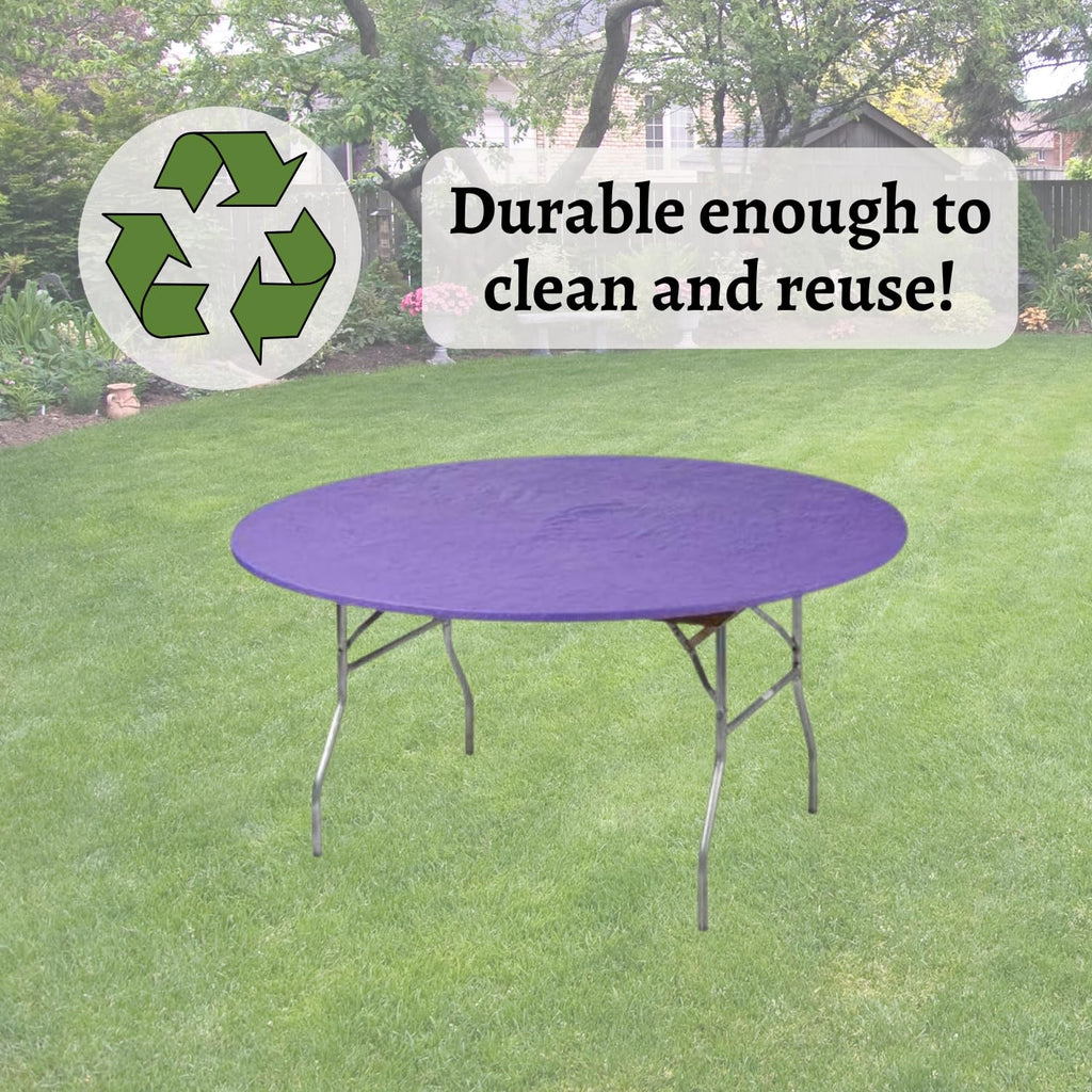 Kwik-Covers 60" Round Fitted Plastic Table Covers, 5 Pack (Black)
