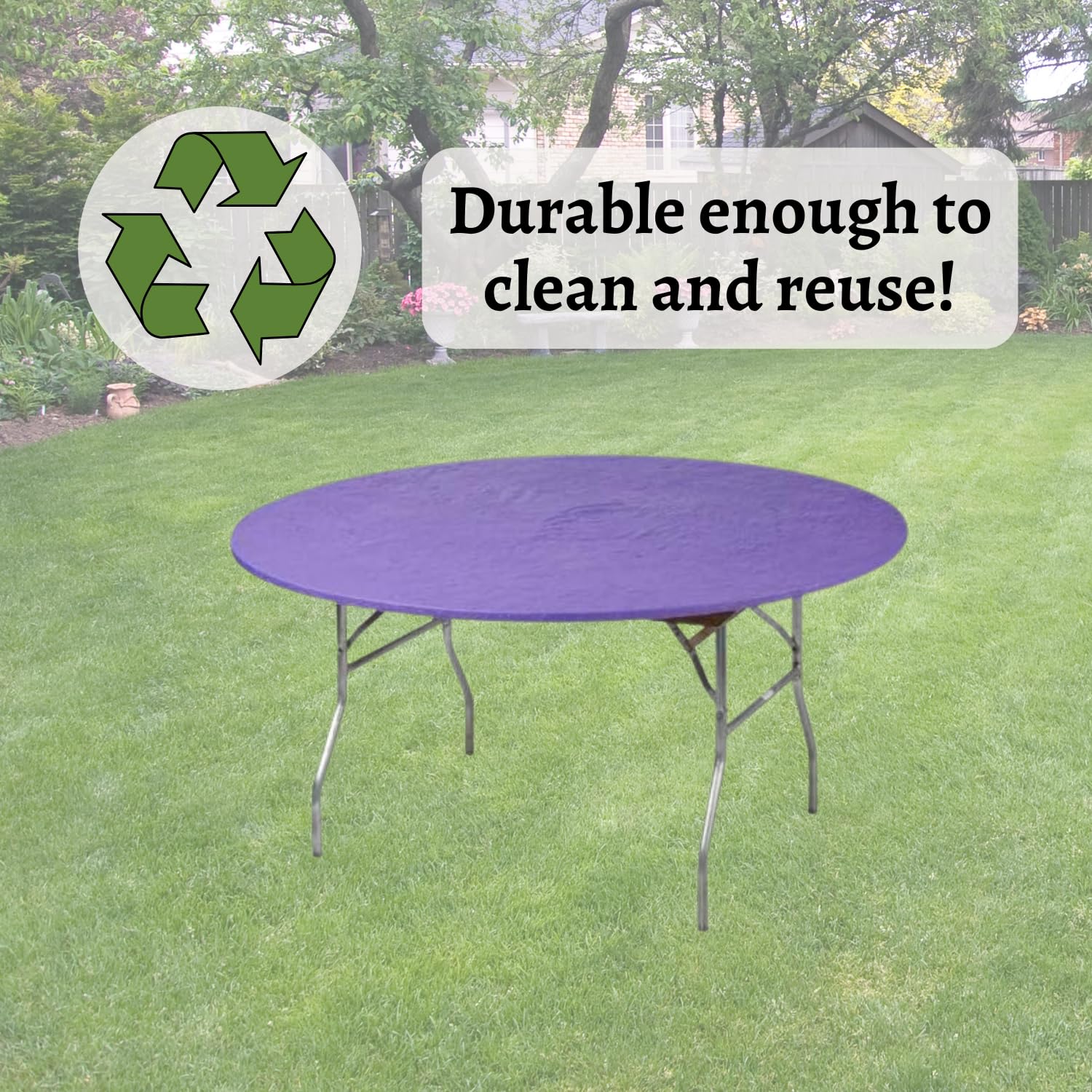 Kwik-Covers 60" Round Fitted Plastic Table Covers, 5 Pack (Black)