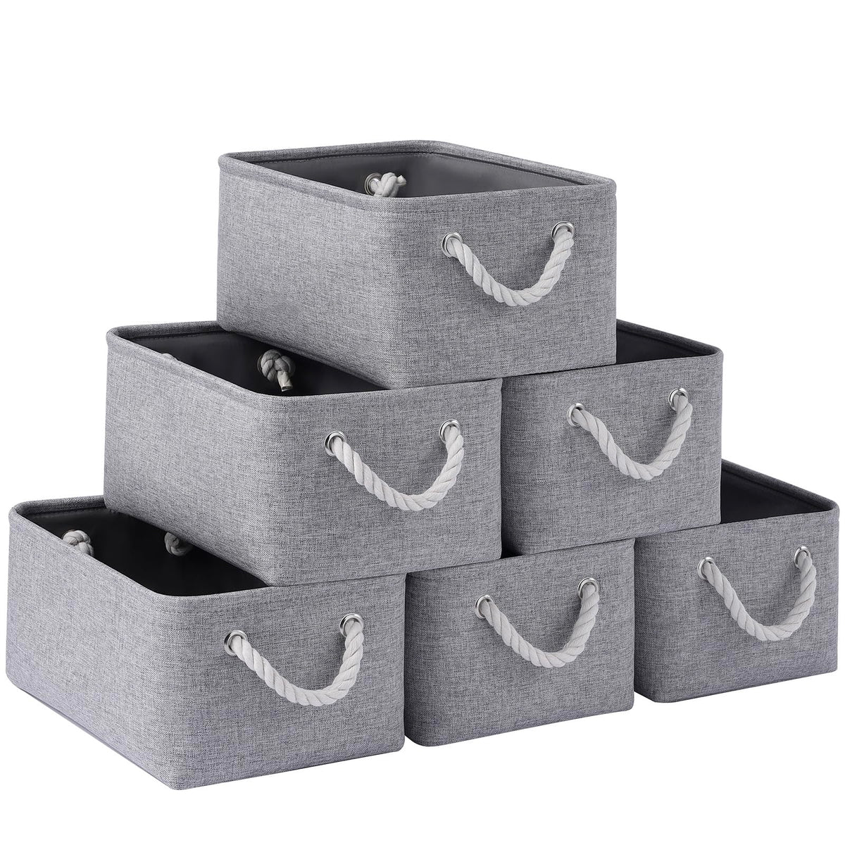 Storage Baskets for Shelves 11.8x7.9x5.2 Inch, Foldable Fabric Storage Bins with Handles, Small Storage Baskets for Organizing Closet, Office, Home Organization (1-Pack, Gray)