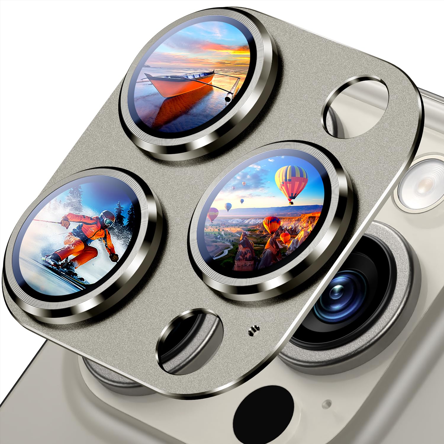 Uyiton Compatible with iPhone 17 Camera Lens Protector - [Not Easy to Break][Strong Adsorption][Case-Friendly] Metal Tempered Glass Rear Camera Screen Cover - Black