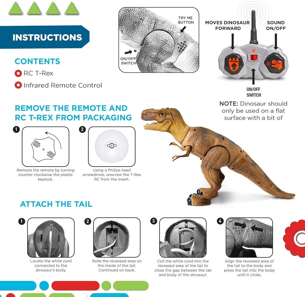 Discovery™ Remote Control T-Rex Dinosaur – Realistic Jurassic RC Action Figure with Walking Legs, Roaring Sounds, Chomping Mouth| Dinosaur Toys for Kids| Boys Toys RC Car Gift| Fun Dino for Ages 6+