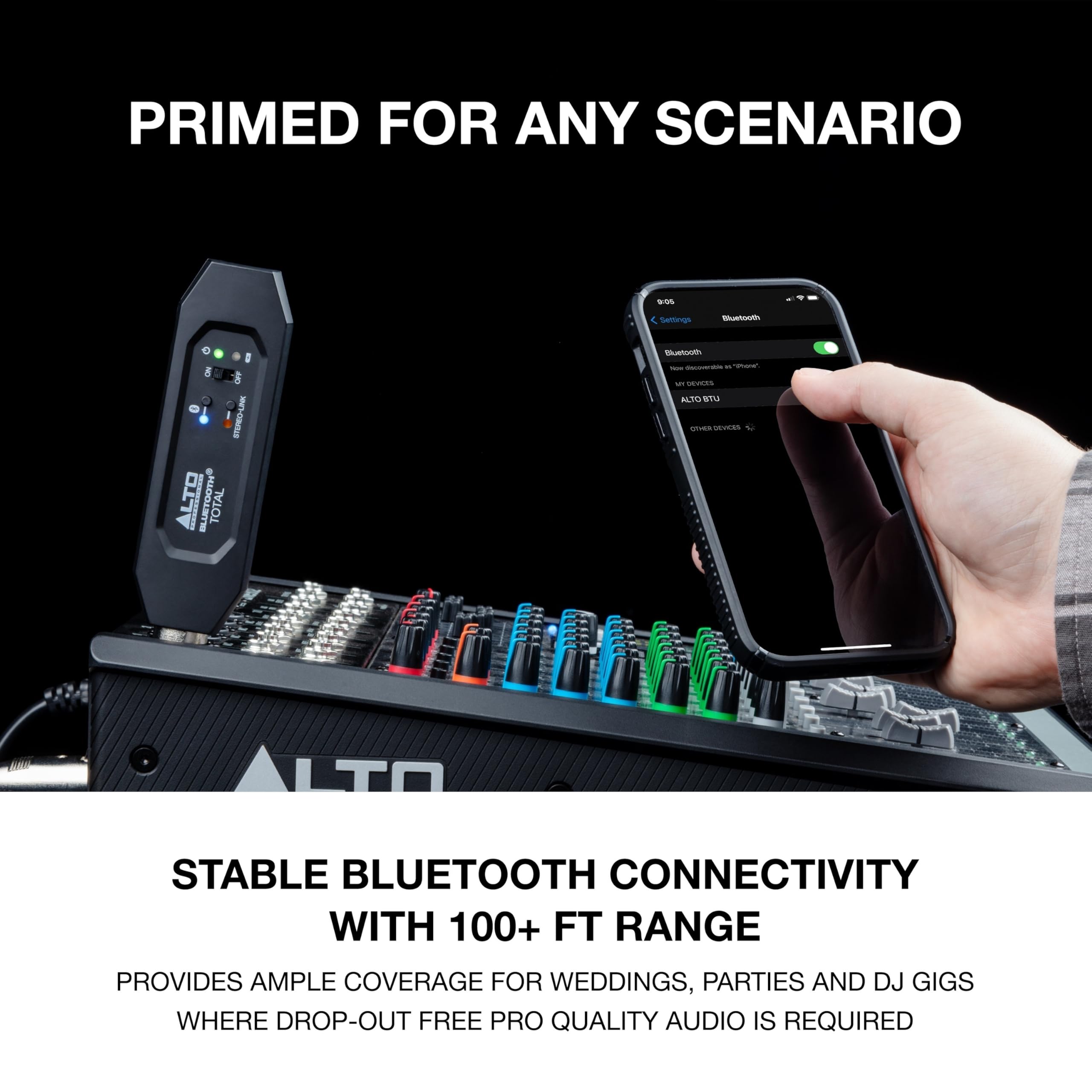 ALTO Bluetooth Total 2 XLR Equipped Rechargeable Bluetooth Receiver for Mixing Desk Audio Mixer Setups and Active PA Systems