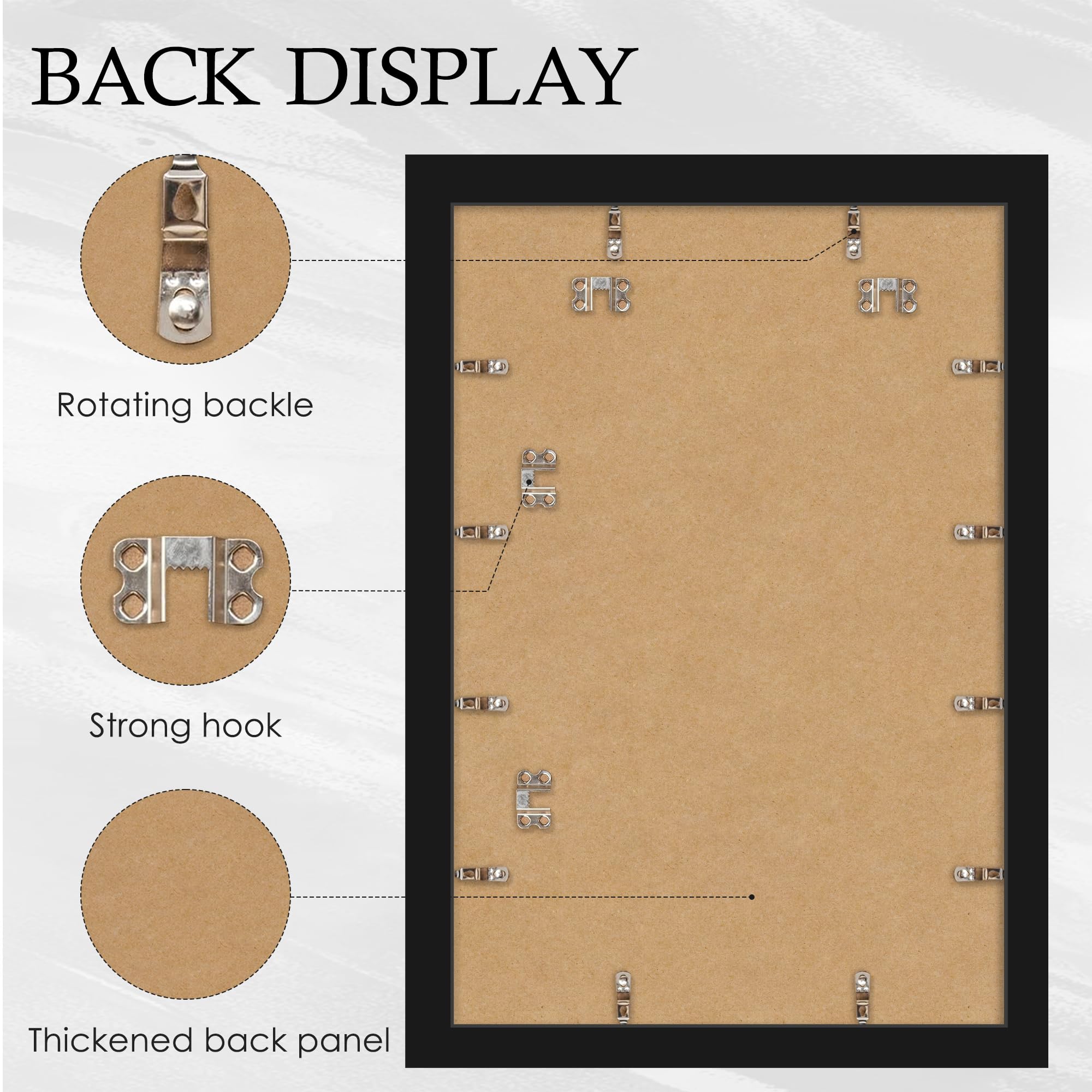 16x24 Black Frame 2 Pack, Engineered Wood for 24 x 16 in Poster | Horizontal or Vertical Wall Mounting, 24x16 Poster Frames for Gallery, Office, and Home Decor