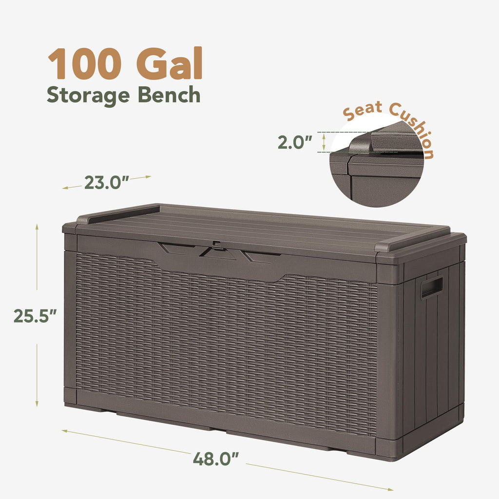 Flamaker Deck Box 30 Gallon, Waterproof Resin Small Storage Box with Lid, Outdoor Patio Furniture Cushion Garden Tool Organizer, Lockable Package Delivery Box for Porch Balcony (Black)