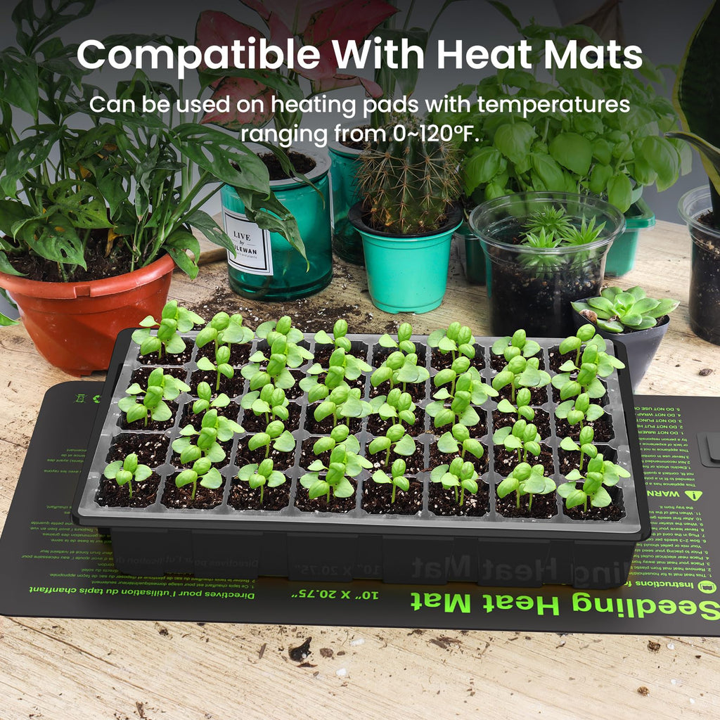 MIXC Seed Starter Tray with Lights, 2 Packs Mini Propagator Plant Grow Kit Greenhouse with Humidity Vented Domes and Base for Seeds Starting, Black