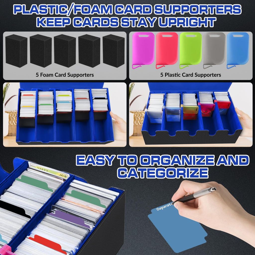 AOBOPLE Trading Card Storage Box,3200+ Card Box Storage with 24 Dividers and 4 Foam Supporters PU Leather Magnetic Cards Deck Case for MTG TCG Magic and Sport Cards,Great Gift for Card Collectors