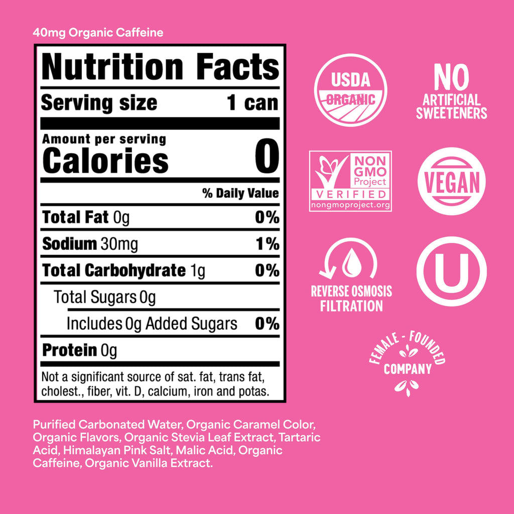 Nixie Organic Zero Sugar Soda, NEW Cherry Cola, Healthy Soda Pop, Non-GMO, 0 Sugar, 0 Calories, 40mg Caffeine, 12oz Cans (12 Pack)