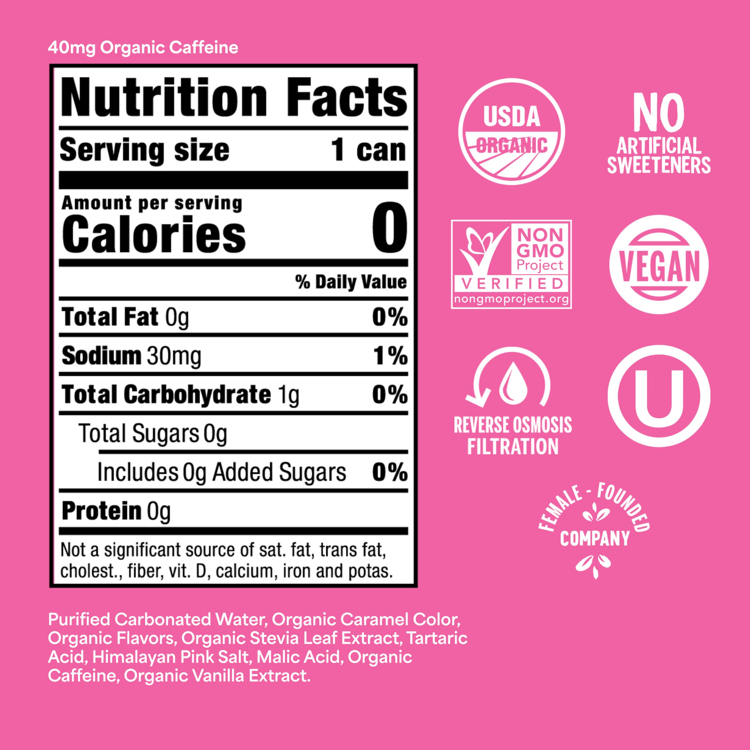 Nixie Organic Zero Sugar Soda, NEW Cherry Cola, Healthy Soda Pop, Non-GMO, 0 Sugar, 0 Calories, 40mg Caffeine, 12oz Cans (12 Pack)