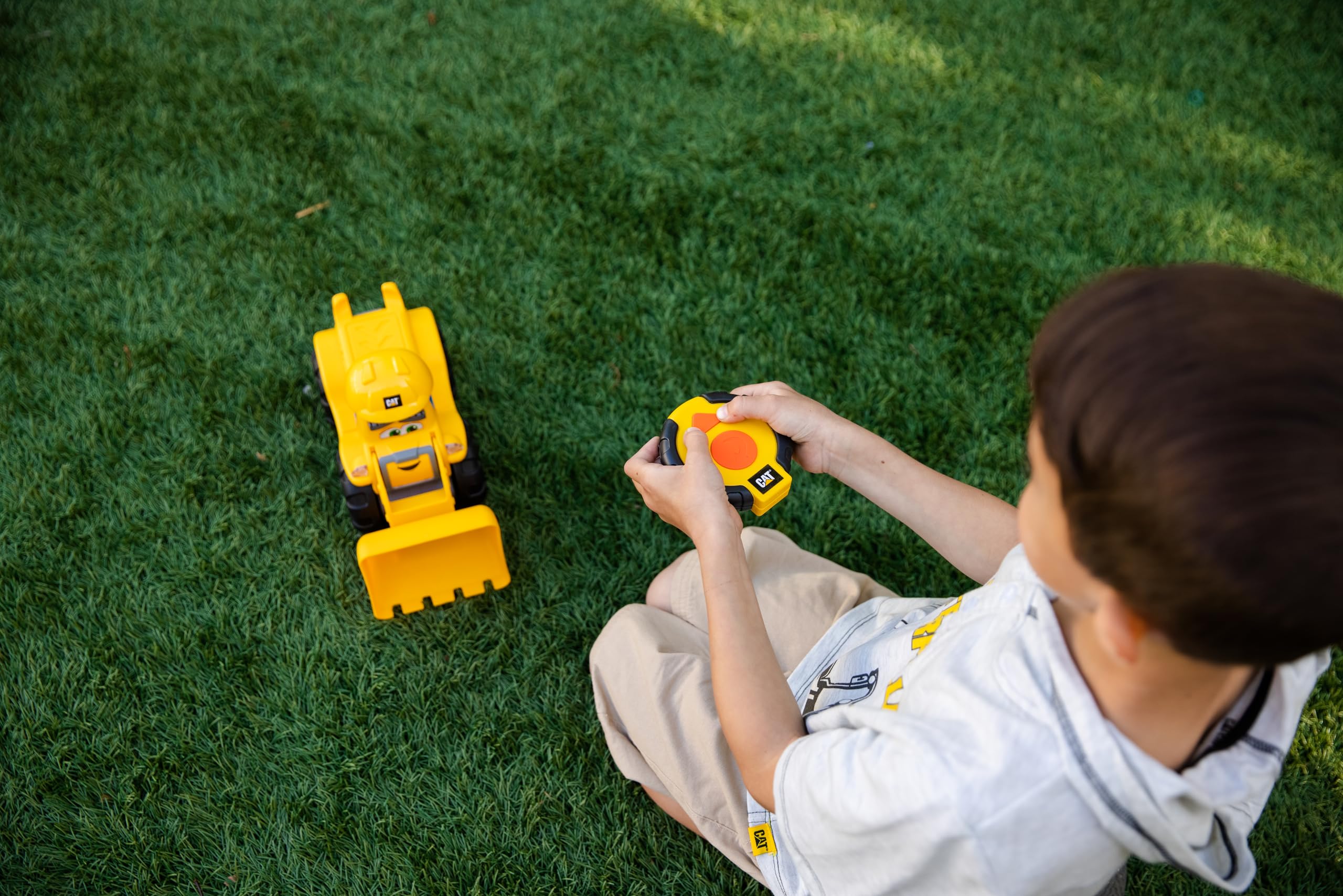 CAT Construction Toys, Junior Crew Lil' Movers Remote Control Truck, RC Car + Dump Truck, Working Headlights, with Child Friendly Controller