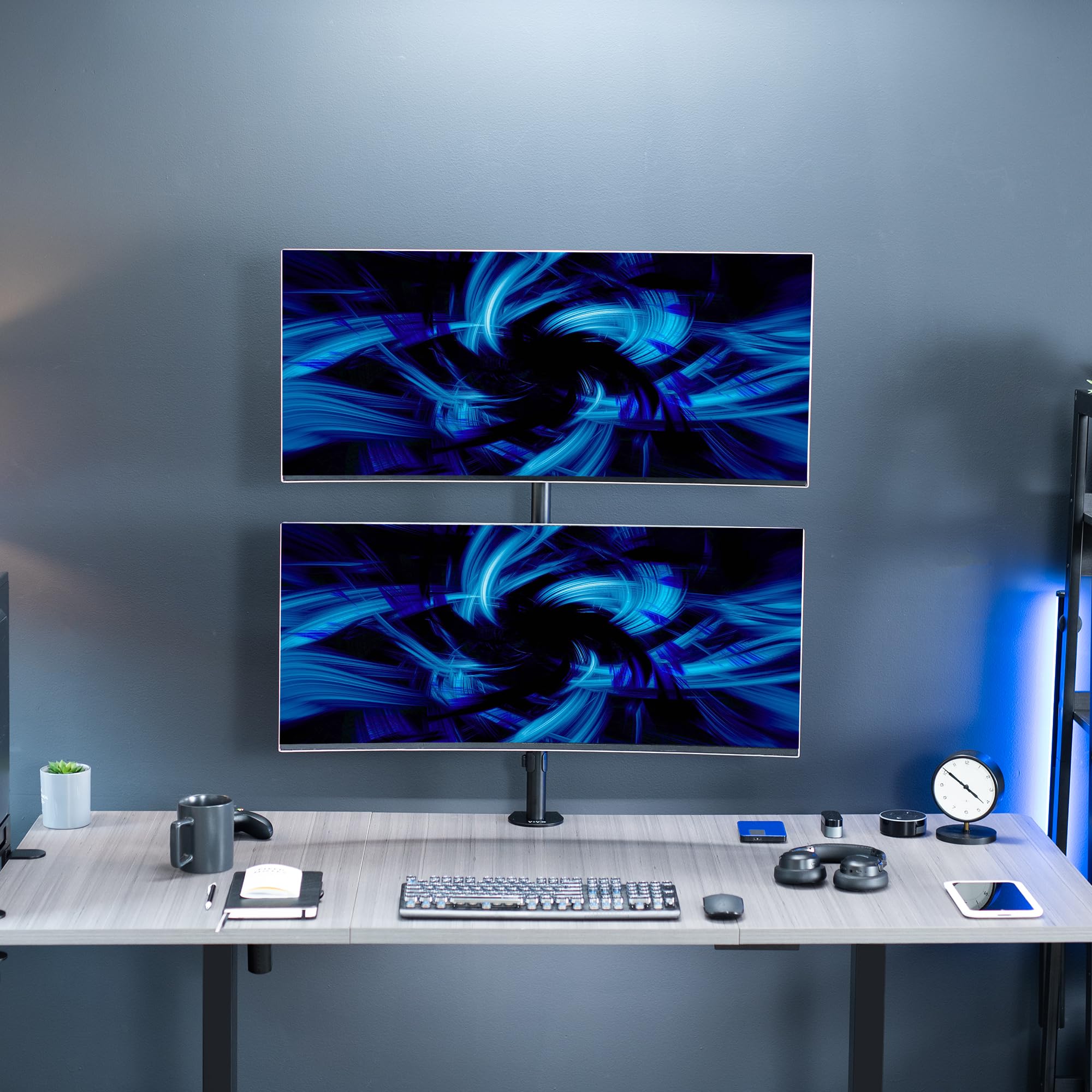 VIVO Dual Monitor Desk Mount Stand with Height Adjustment and VESA Plates for 2 LCD Ultrawide Screens up to 34 inches, Stacked Array, STAND-V002R
