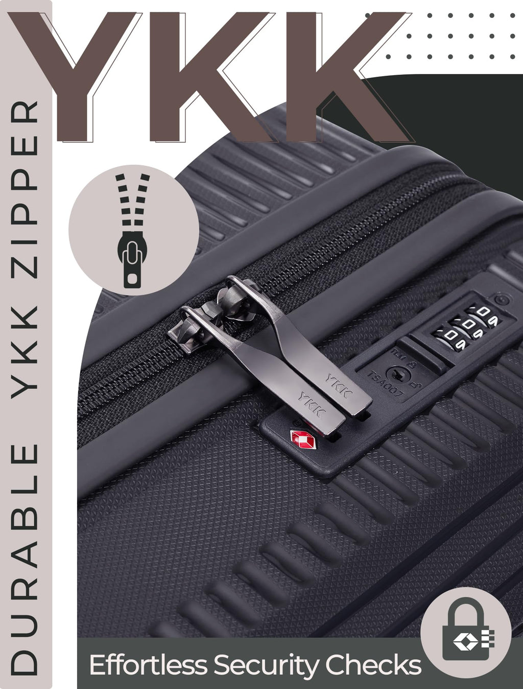 CONCEPTEN Luggage Sets,Suitcases with Wheels, Hardshell Suitcase Set, PP Carry on Luggage Set with TSA Lock, Travel Luggage (Black, Bag Type)