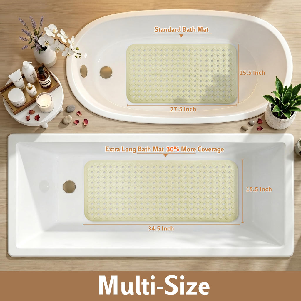 Yimobra Square Shower Mat Non Slip, Super Strong Suction Cups, 21"X21" Bath Tub Mat with Drain Holes, Machine Washable Fast Draining Bath Mats, Bathroom Essentials,Black