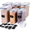 FOOYOO Cereal Containers Storage Set - 3 Piece Airtight Large Dry Cereal Container (135.2oz), BPA Free Dispenser Plastic Cereal Storage Containers with 16 Labels & Pen