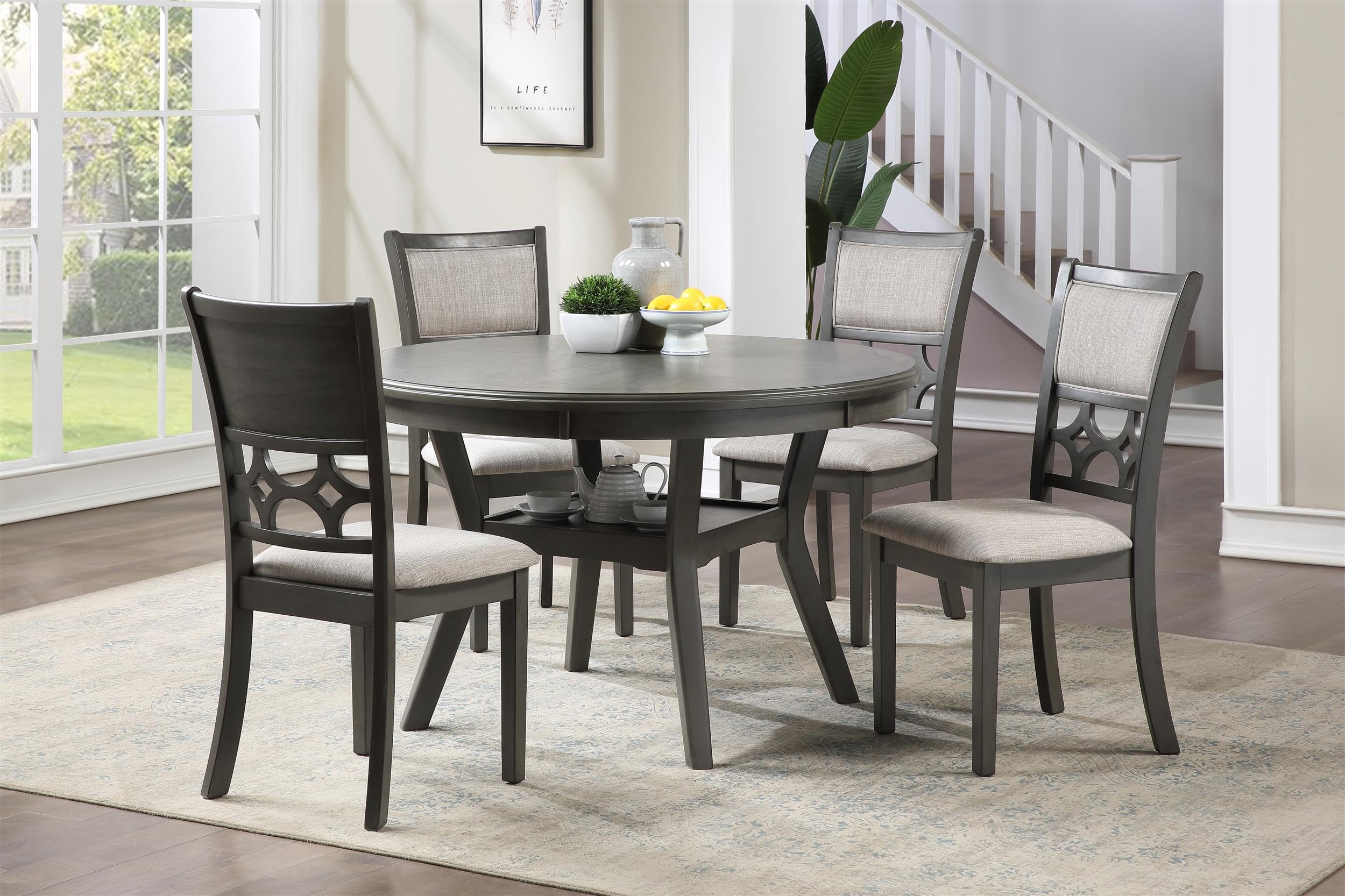New Classic Furniture Mitchell Dining Room Table, Beige and Brown