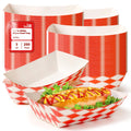 Fit Meal Prep [250 Pack 0.25 lb Paper Food Boats Heavy Duty Disposable Food Trays, Red Check Nacho Tray for Parties Fairs Picnics Carnivals, Holds Ketchup Cheese Sauce Pickles