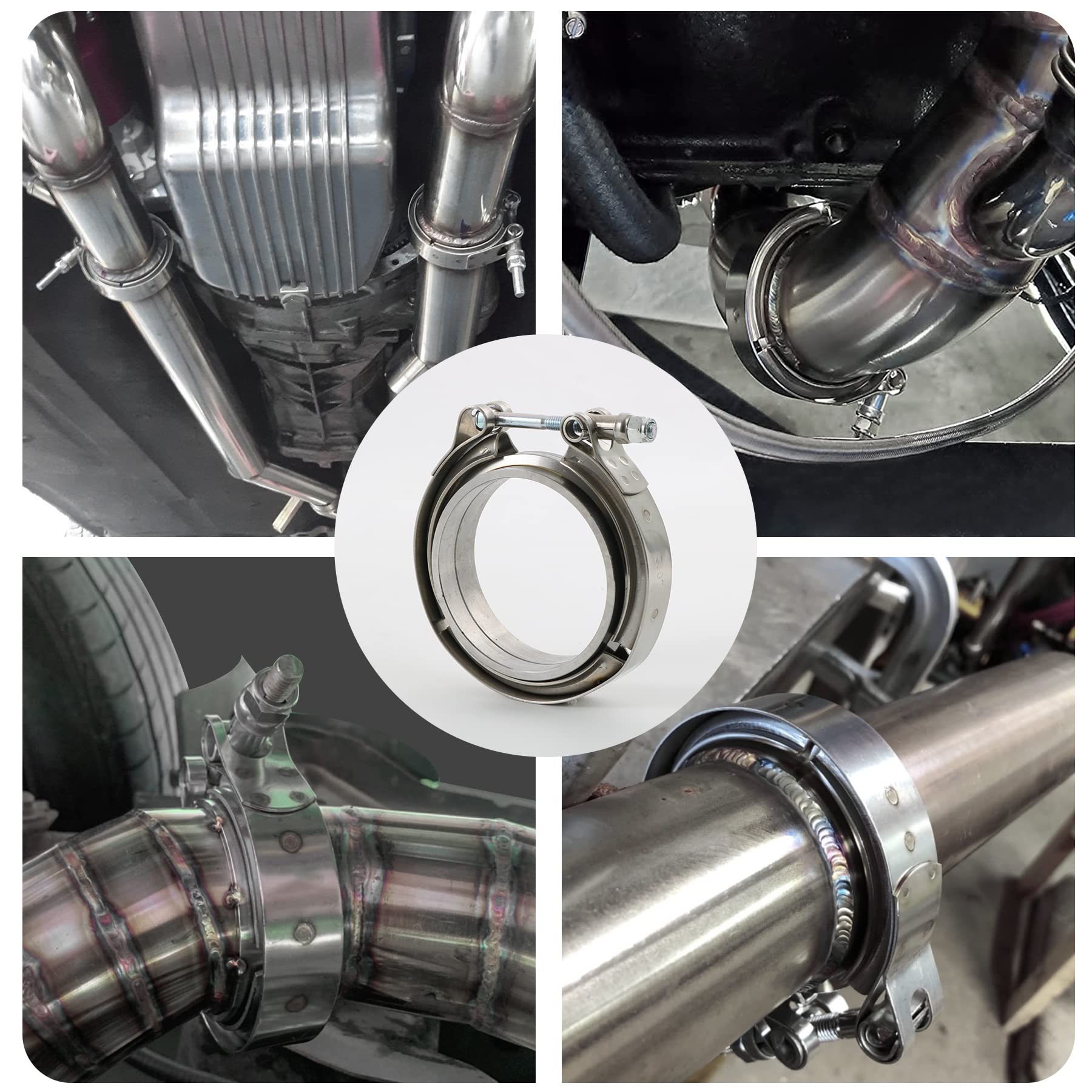 2.25" V-Band Flange Clamp Kit With Ridge Stainless Steel Replacement For Exhaust Downpipe 2.25 Inch
