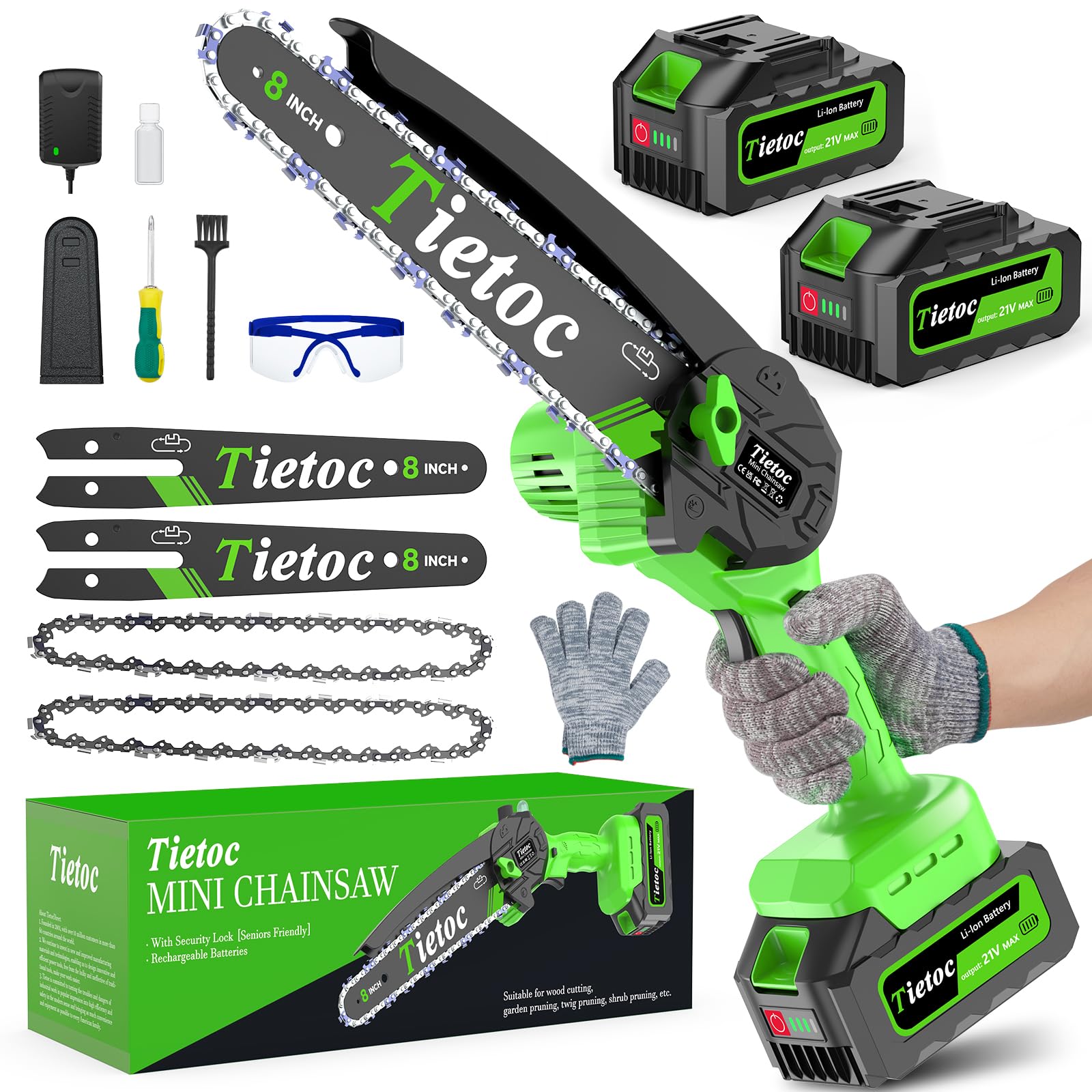 Tietoc Chainsaw 6 Inch Mini Electric Chainsaw Cordless Battery Powered, Hand Held Saw for Wood/Trees Trimming, Tools for Household and Garden, Chain Saw Gift for Men Dad Husband Fathers Gardener 2026