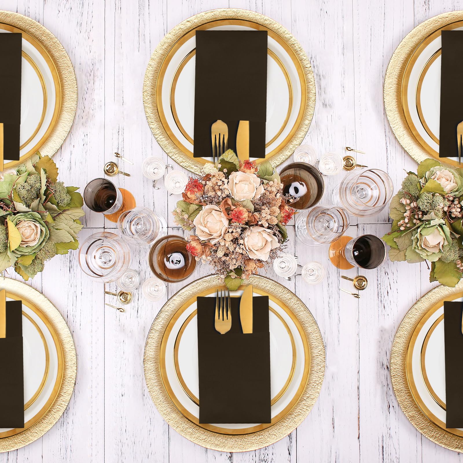 KAMMAK Black Napkins Disposable with Pocket Wedding Decorative Dinner Paper Napkins 100 Pack Linen Feel Prefolded Guest Hand Towels for Party Decoration, Cocktail Reception, Hotel (16.5 x 16.5 inch)