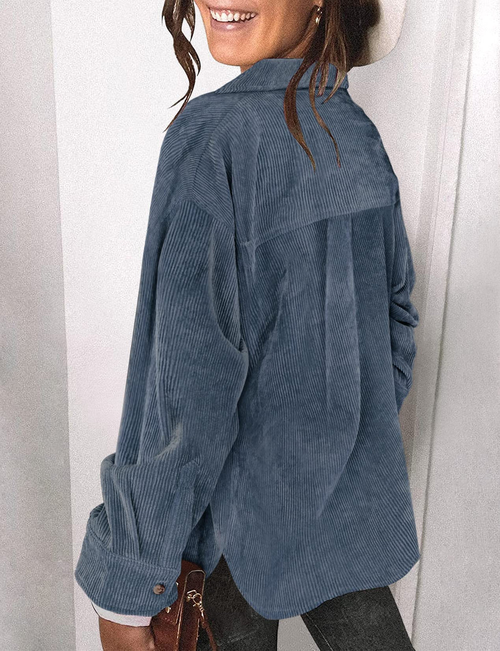 Saslax Women's Corduroy Shirt Shacket Jacket