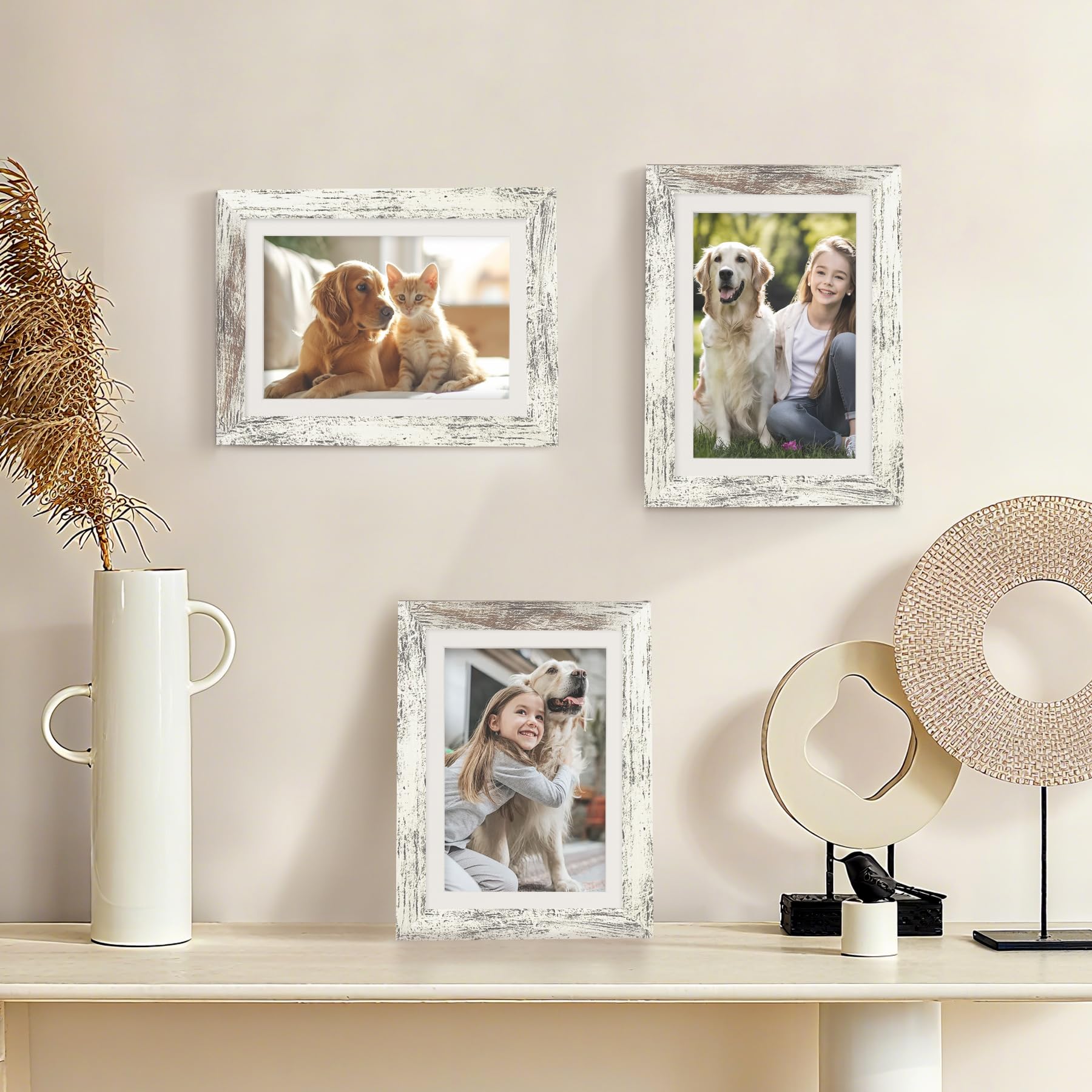 TOFOREVO Picture Frames 4x4 Set of 2 Black Wood Grain Photo Frame for Gallery Wall Mounting or Tabletop Display