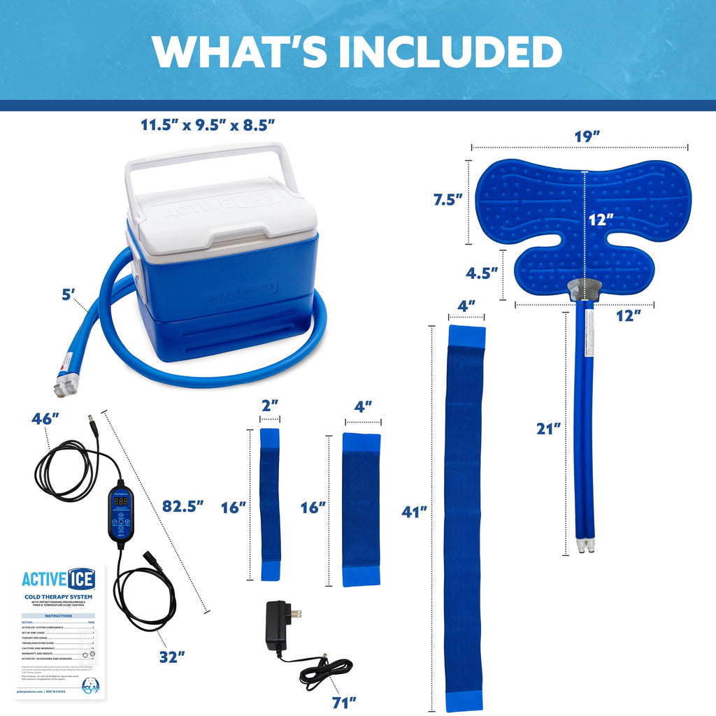 Polar Active Ice 3.0 Cold Therapy Ice Machine System with Programmable Timer, Back and Hip Compression Pad, Lightweight 9 Quart Cooler, Quiet Pump, Strong Cryotherapy Pain Relief Treatment