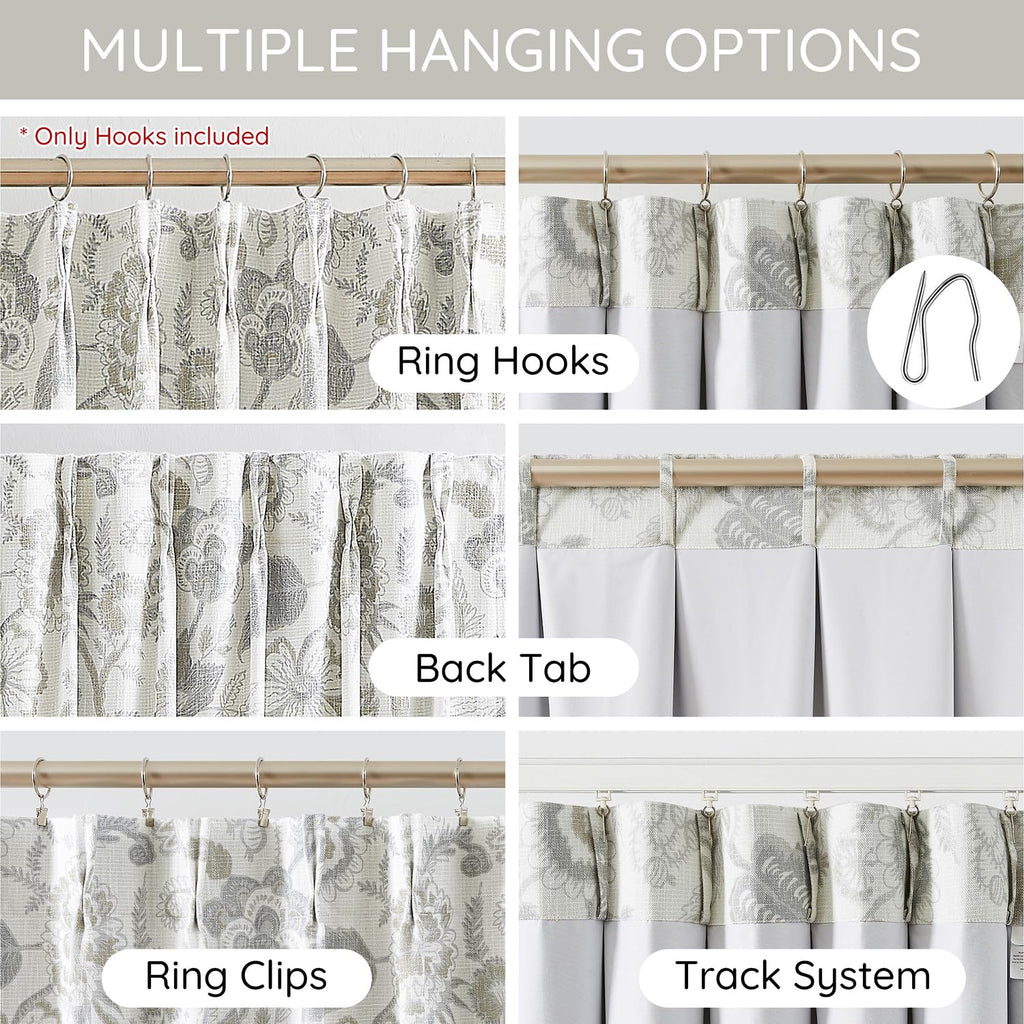 Kayne Studio Pinch Pleated Full Blackout Window Curtain Panels Botanical Floral Boho Leaf Print Country Farmhouse GreenYellow Room Darkening Thermal Insulated Window Treatment Bedroom,40"x84",2 Panels