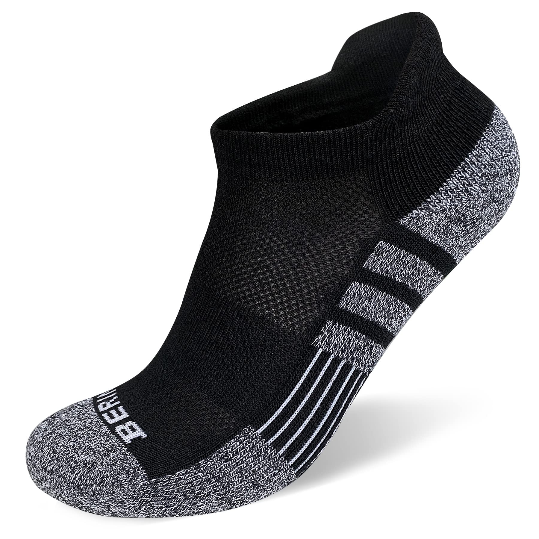 BERING Kids' Athletic Cushion Ankle Socks 6 Pairs Low Cut Heel Tab for Youth Big Boys Girls